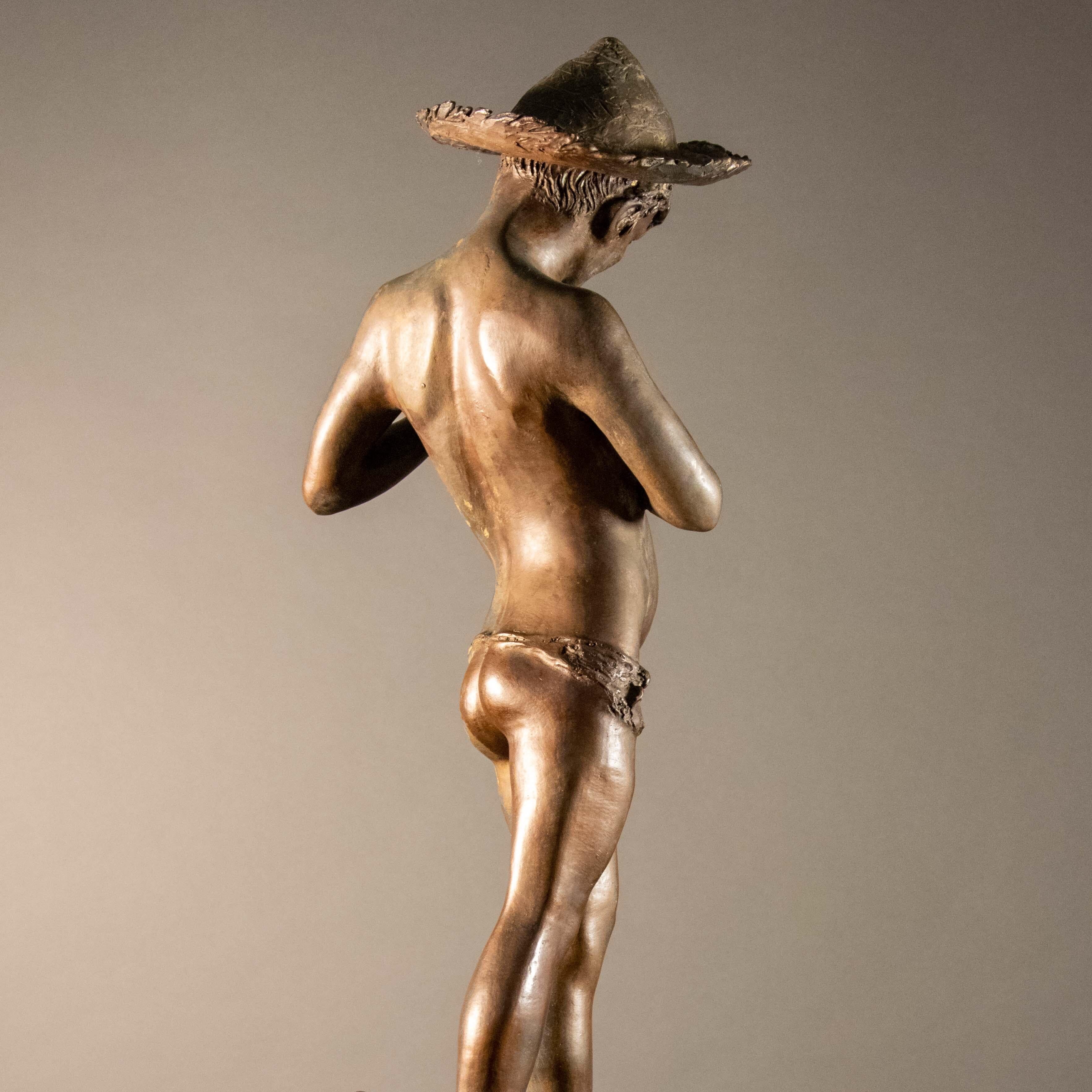Other Giovanni Varlese Bronze Sculpture of a Young Napoleitan Fisherman, Italy, 1910
