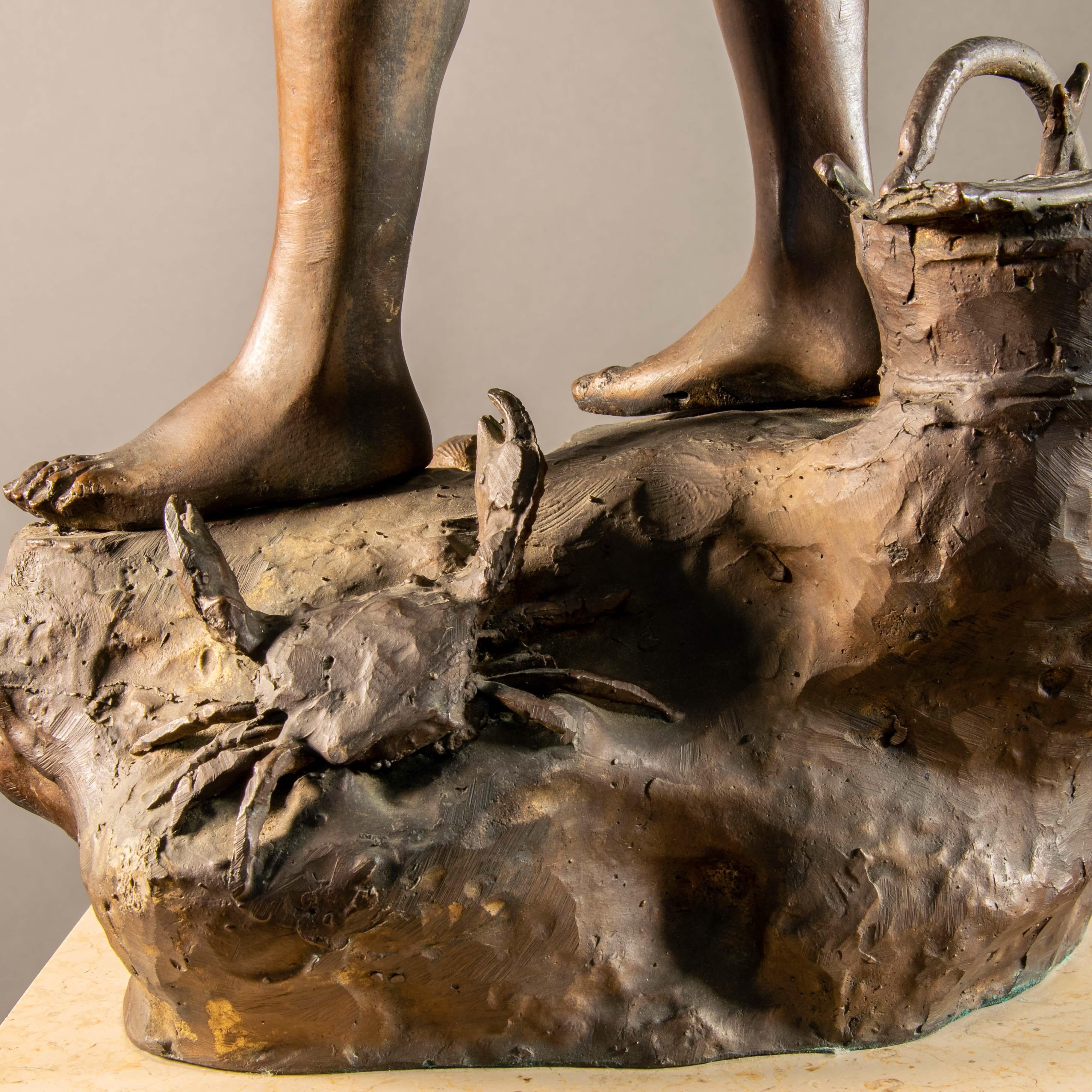 Giovanni Varlese Bronze Sculpture of a Young Napoleitan Fisherman, Italy, 1910 In Excellent Condition In Roma, IT