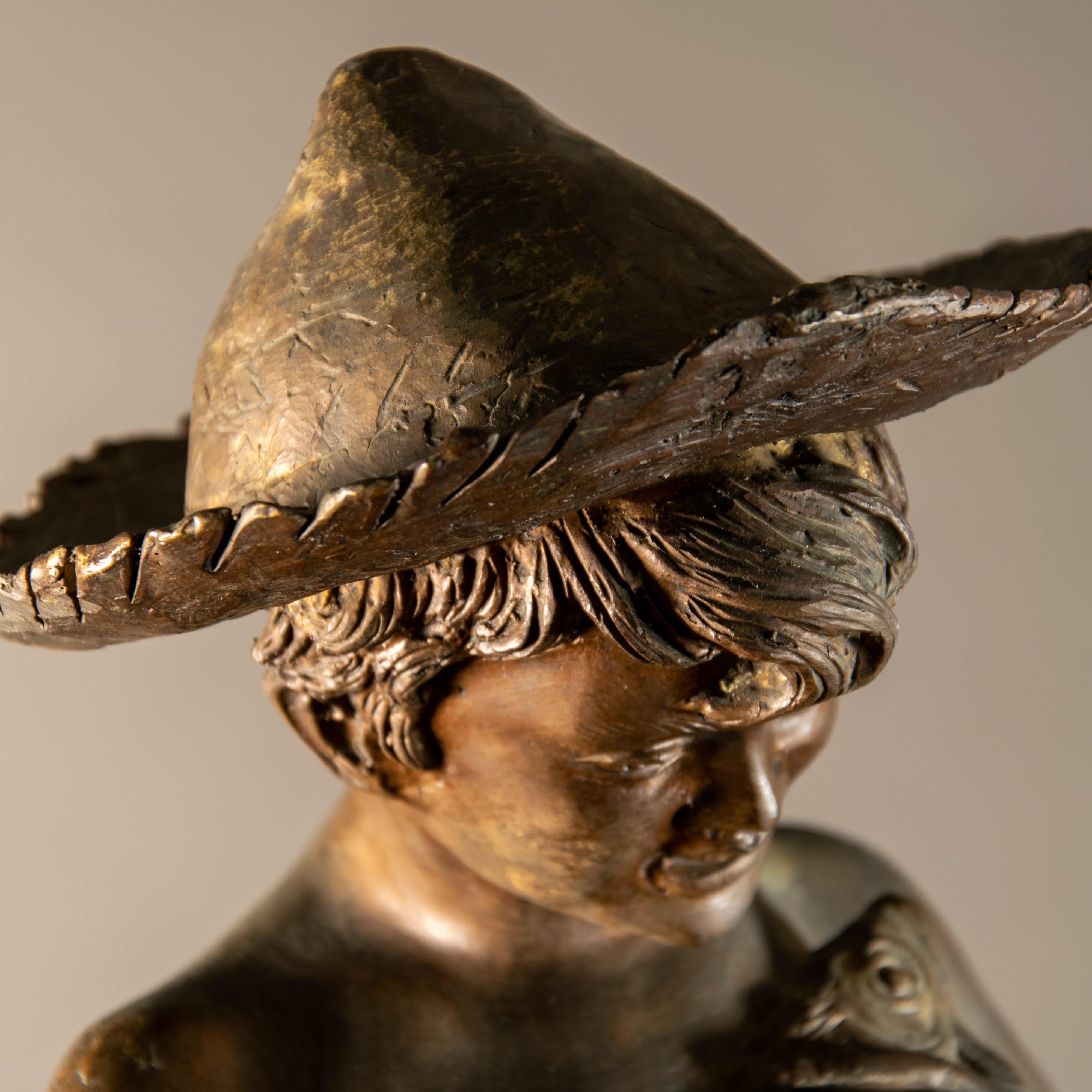 Giovanni Varlese Bronze Sculpture of a Young Napoleitan Fisherman, Italy, 1910 1