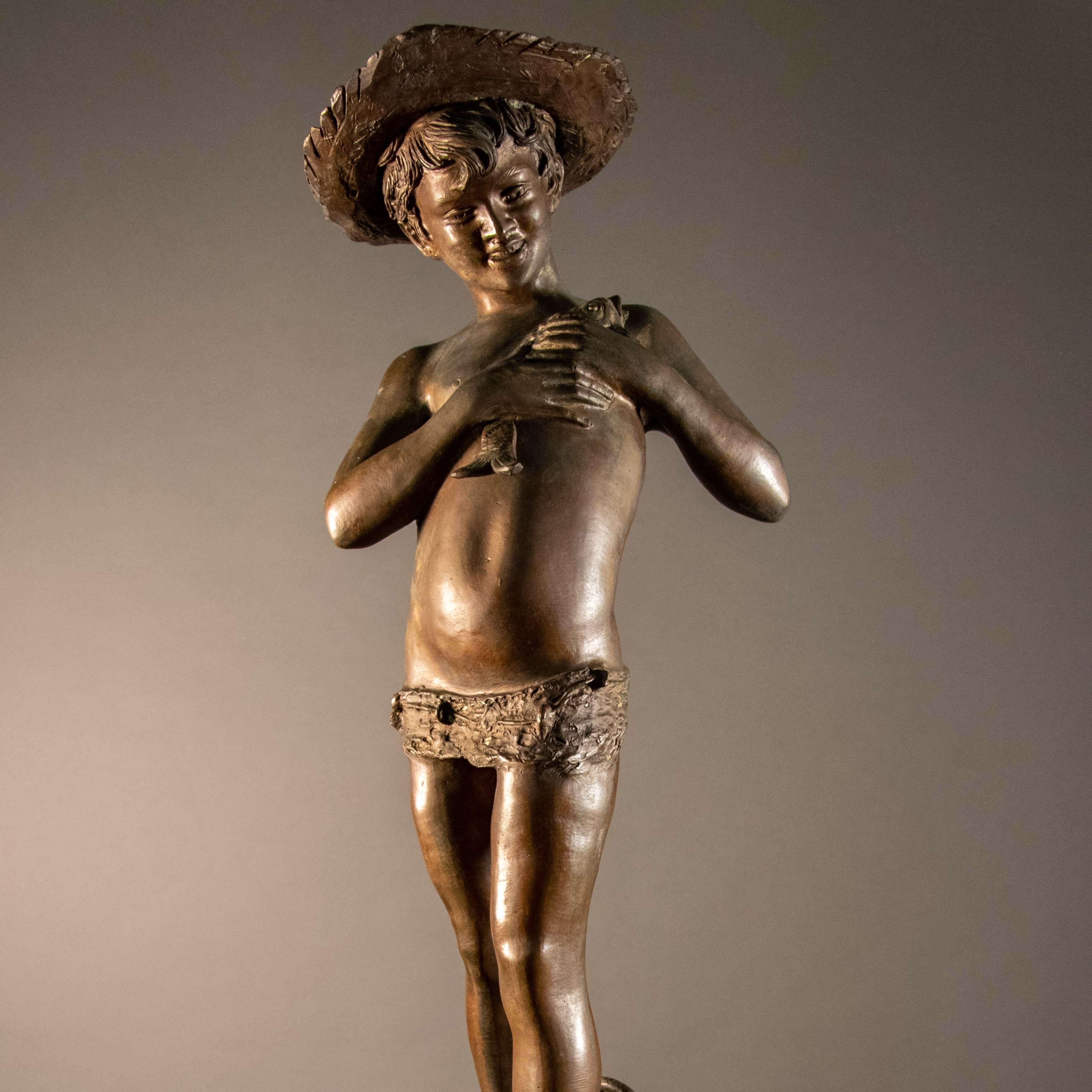 Giovanni Varlese Bronze Sculpture of a Young Napoleitan Fisherman, Italy, 1910 2