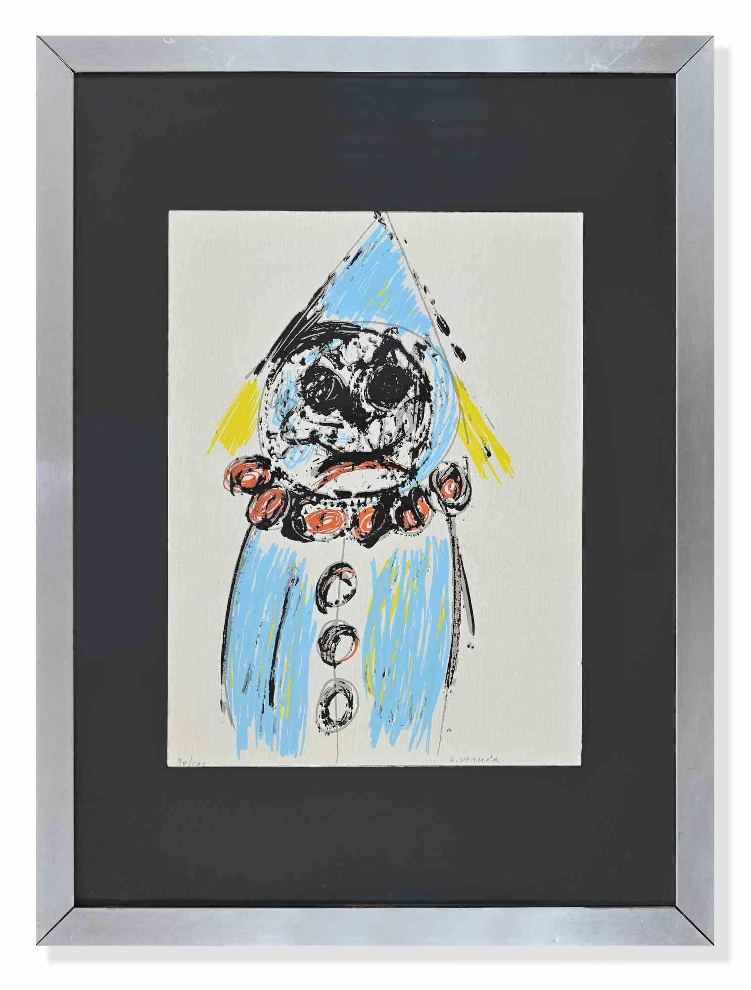Clown is a contemporary artwork realized by Giovanni Veruda.

Mixed colored screen print.

Hand signed and numbered on the lower margin.

Edition of 96/100.

Includes frame: 77 x 3 x 57.5 cm

