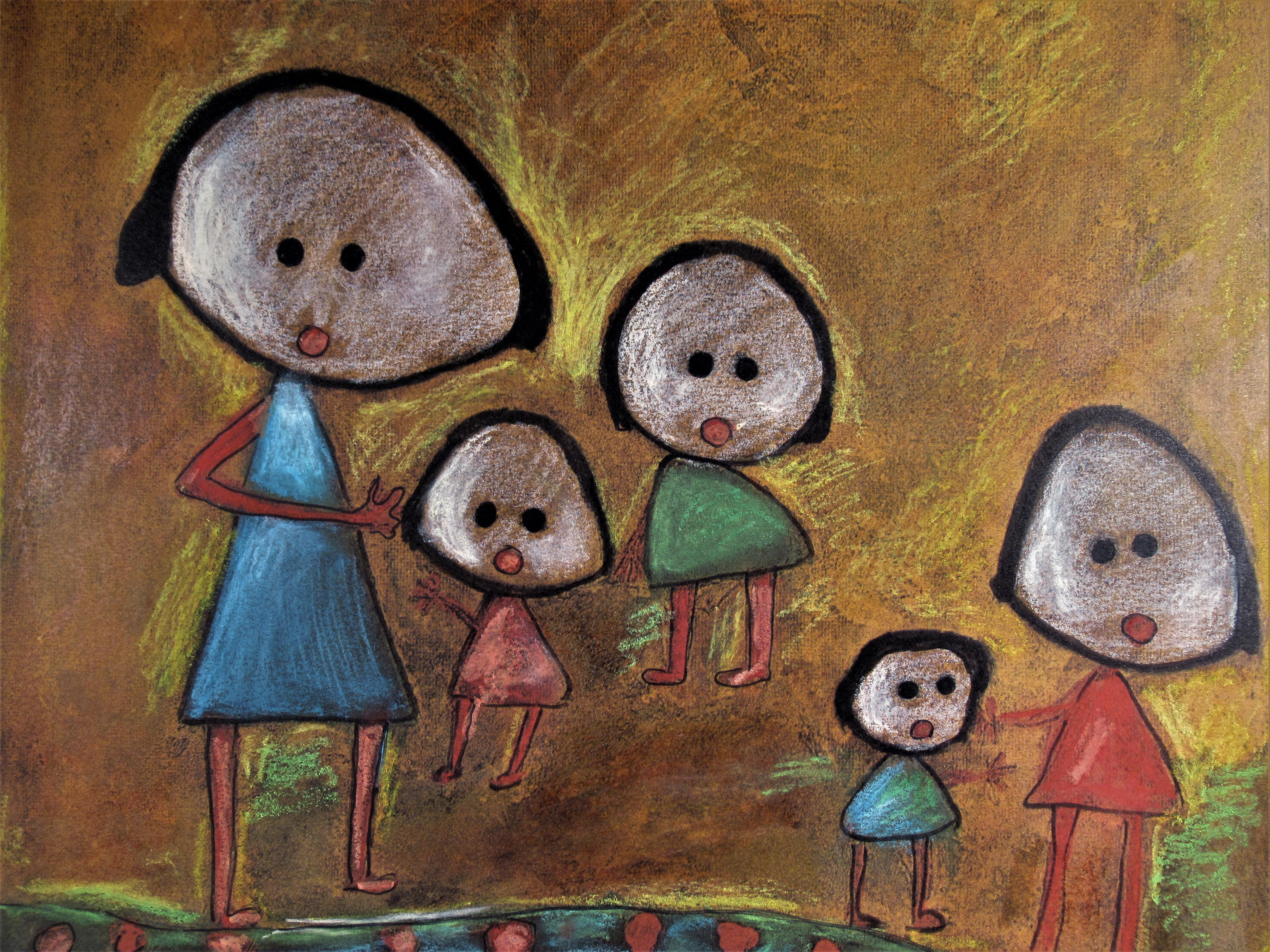 Cinque bambini - Print Moderno di Giovanni Vetere