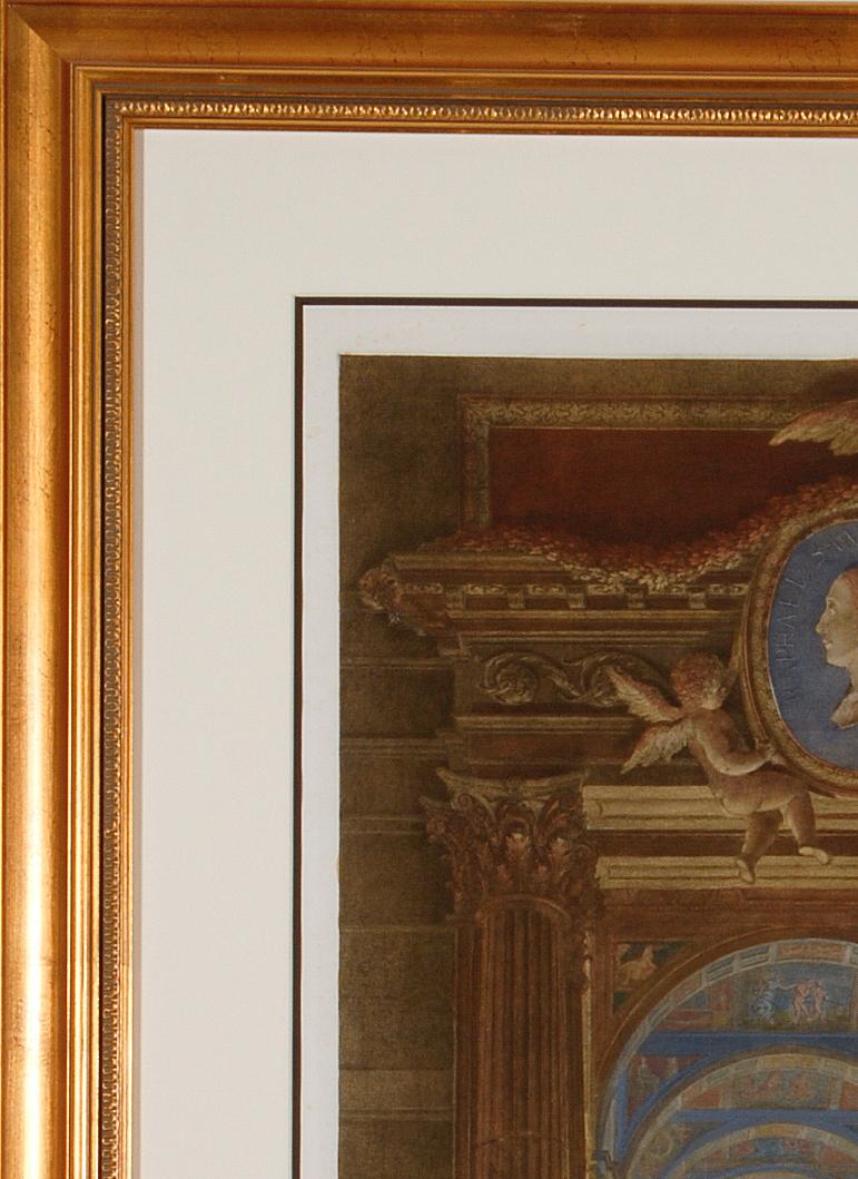 Il s'agit d'une gravure sur cuivre originale du XVIIIe siècle, coloriée à la main par Giovanni Volpato d'après un dessin de Camporesi. Il s'agit du frontispice du premier volume du rare et précieux texte 