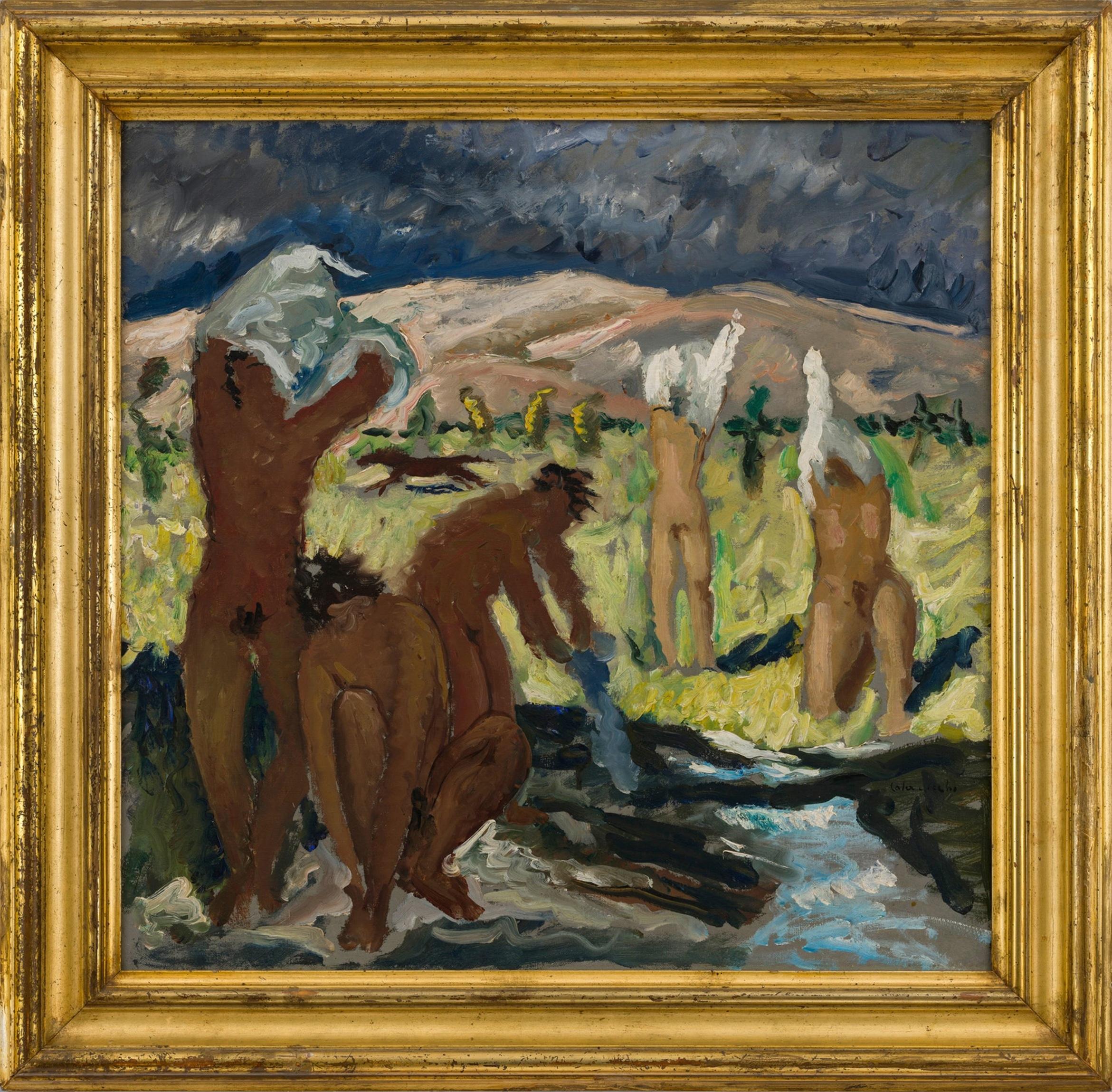 Giovannia Colacicchi Figurative Painting – Badende (Der Sturm)