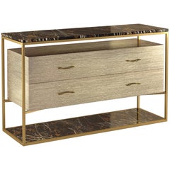 Giovannozzi Home, Cabinet "GARBO" Black Marble and Metal Brass Finish, Italy