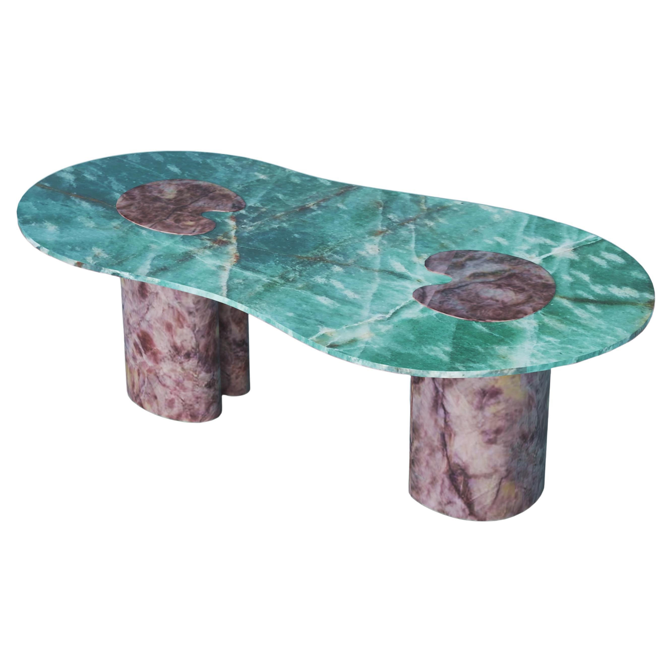 Round Italian Marble and Steel Dining Table at 1stDibs