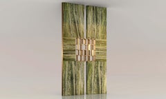 Giovannozzi Home, Partition Wall in Green Marble and Metal Brass Finish, Italy