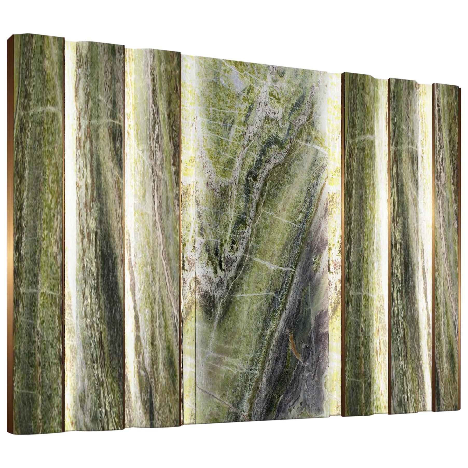Giovannozzi Home, Parete divisoria in marmo verde e metallo finitura ottone, Italia