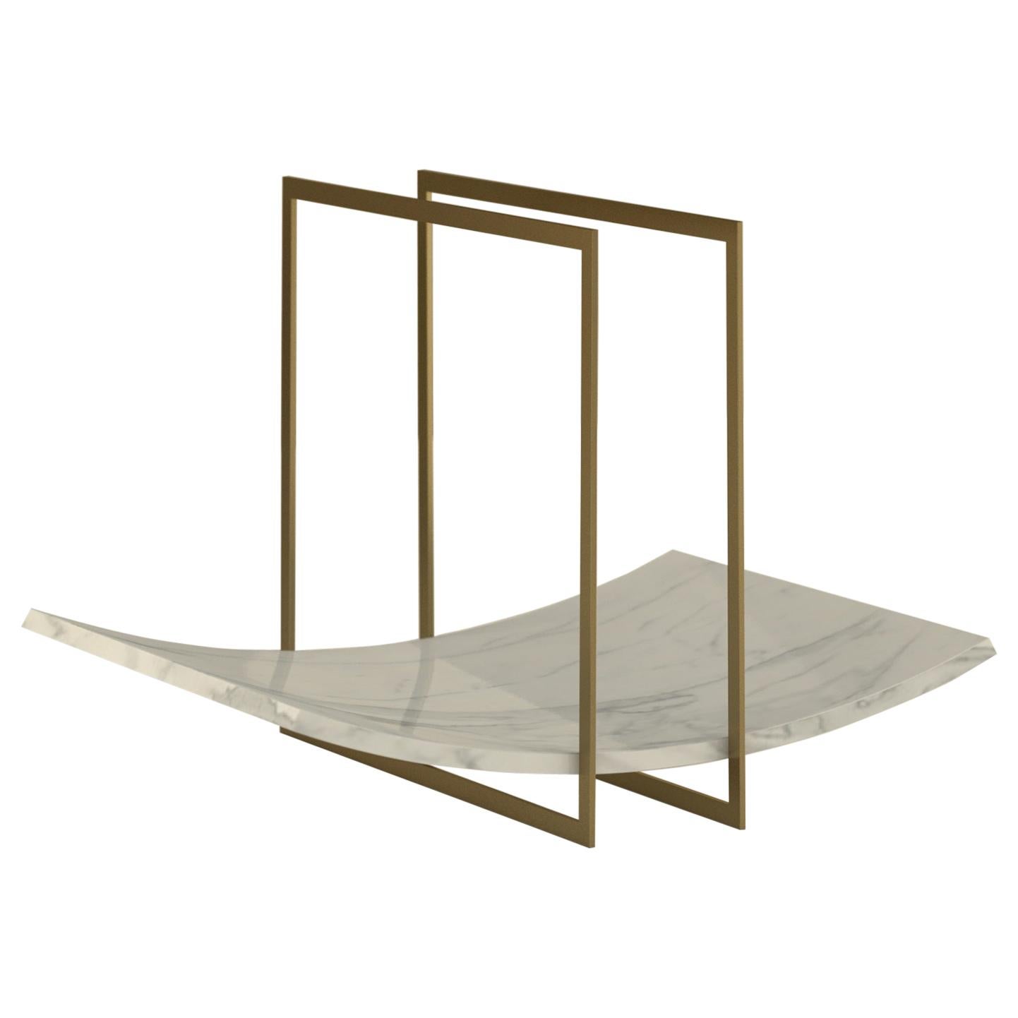 Giovannozzi Home, Tray "BALANCE" Marble and Metal Brass Finish For Sale
