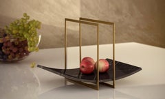 Giovannozzi Home, Tray "BALANCE" Marble and Metal Brass Finish