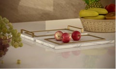 Giovannozzi Home, Tray "ESSENCE" Marble and Metal Brass Finish