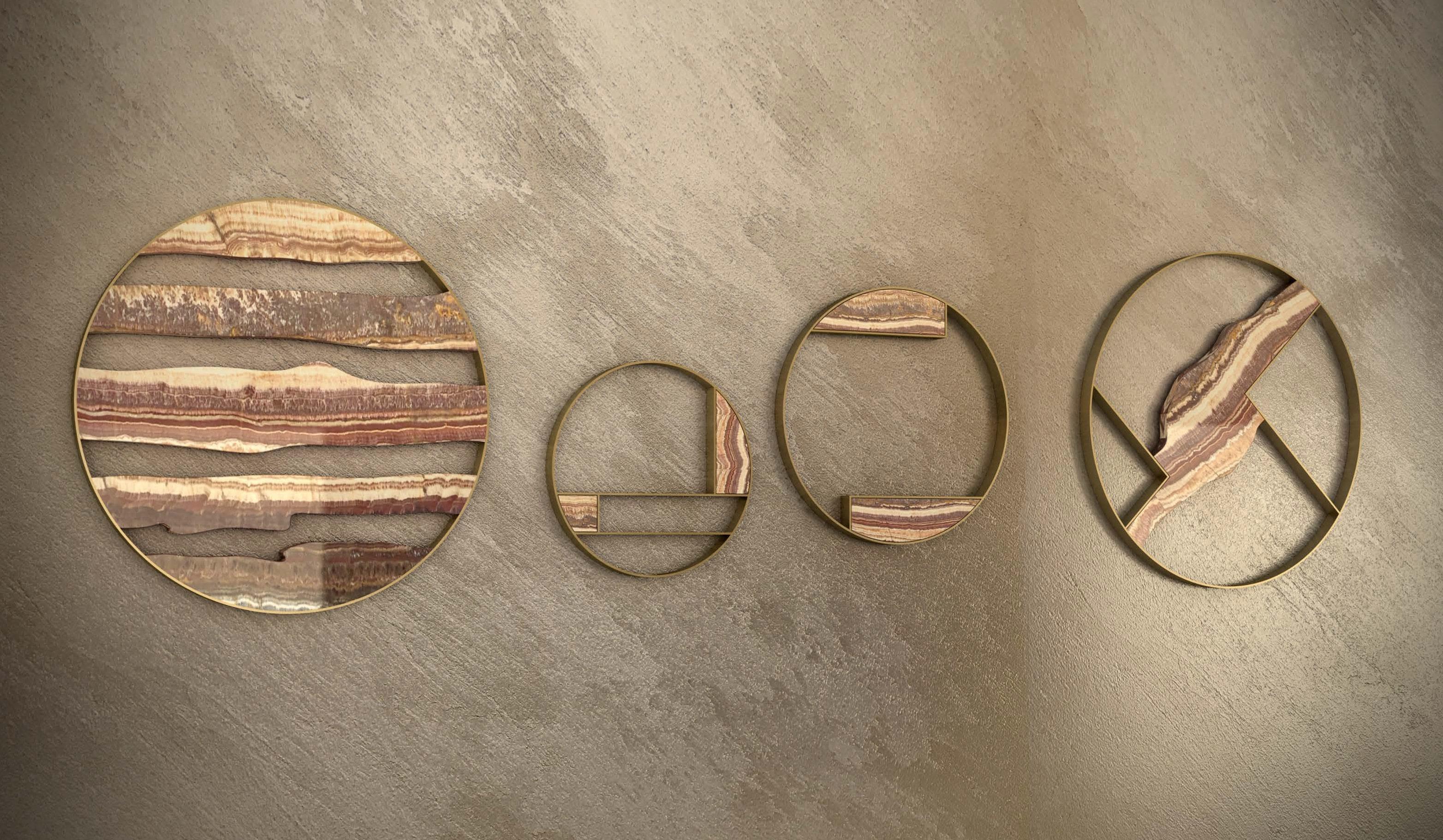 Moderno Giovannozzi Home, Scultura da parete, Marmo e metallo finitura ottone, Italia in vendita