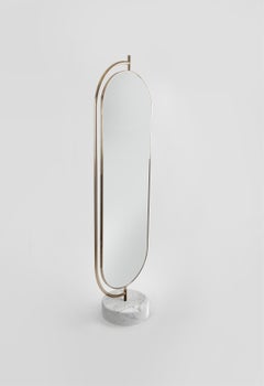 Giove Contemporary Mirror in Metal and Marble