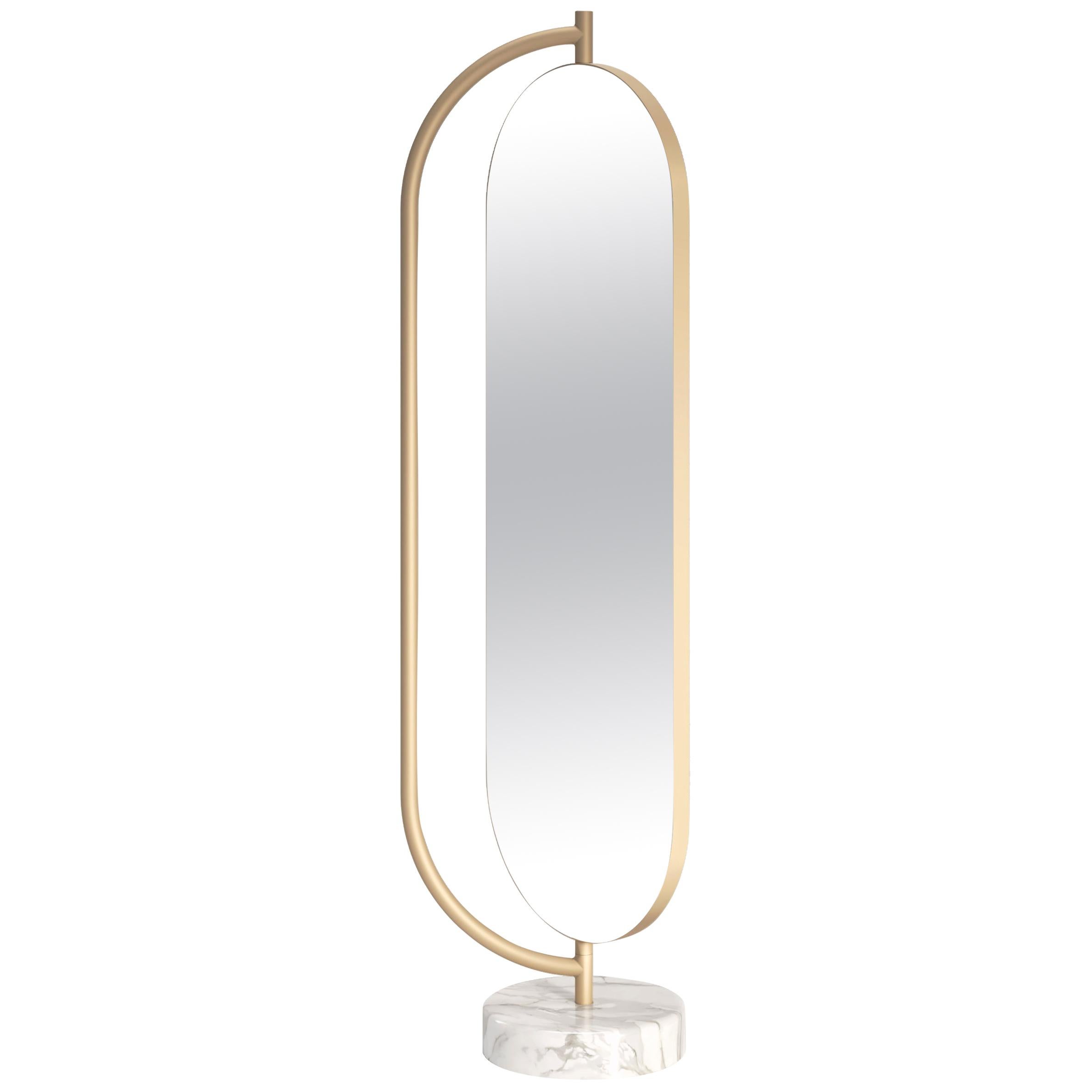 Giove Contemporary Mirror in Metal and Marble For Sale