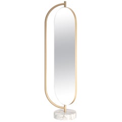 Giove Contemporary Mirror in Metal and Marble