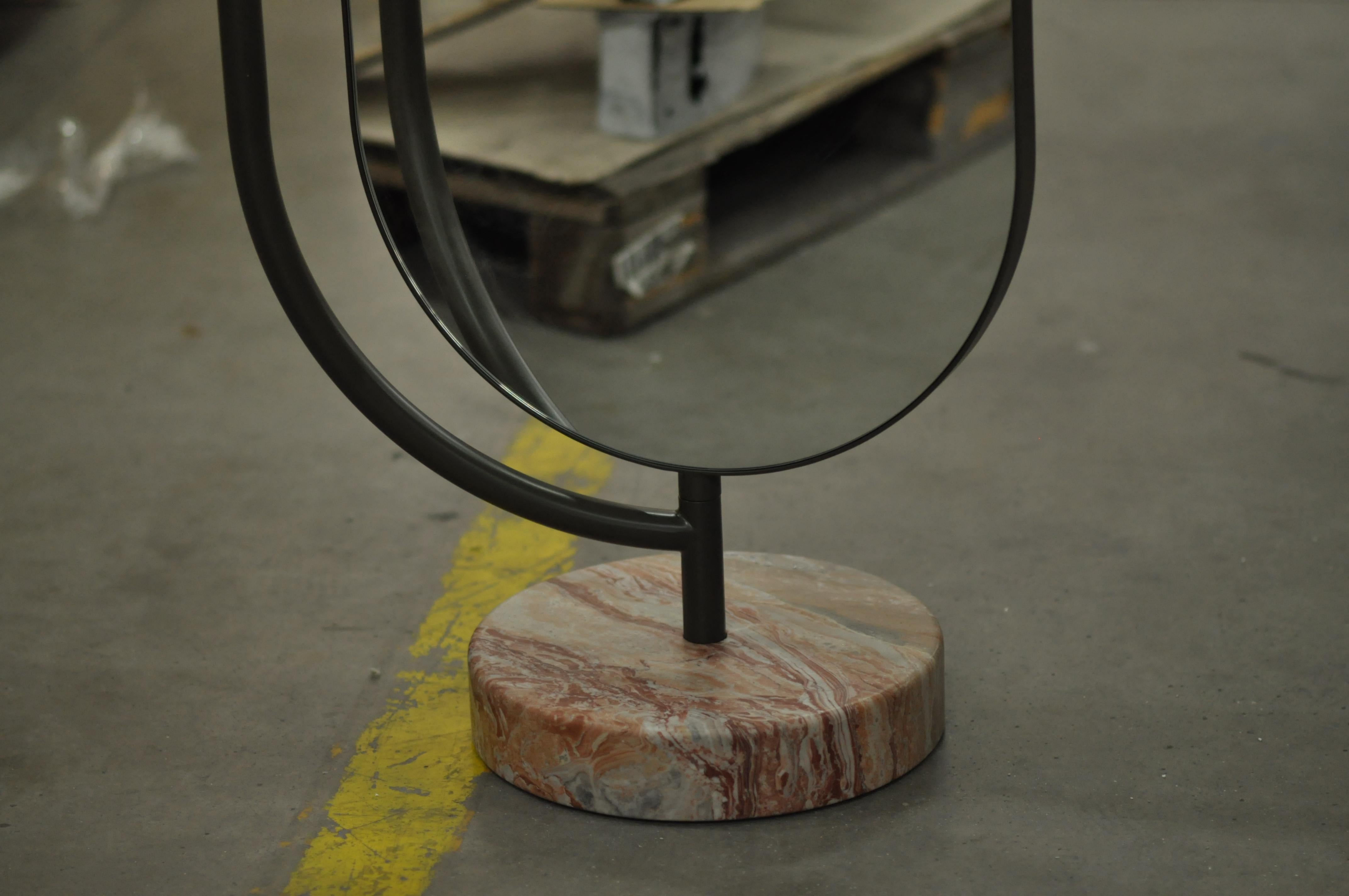 Italian Giove Contemporary Mirror in Metal and Marble For Sale