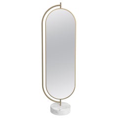 Giove Full Length Mirror, in Marble, Brass and Velvet, 1stdibs New York