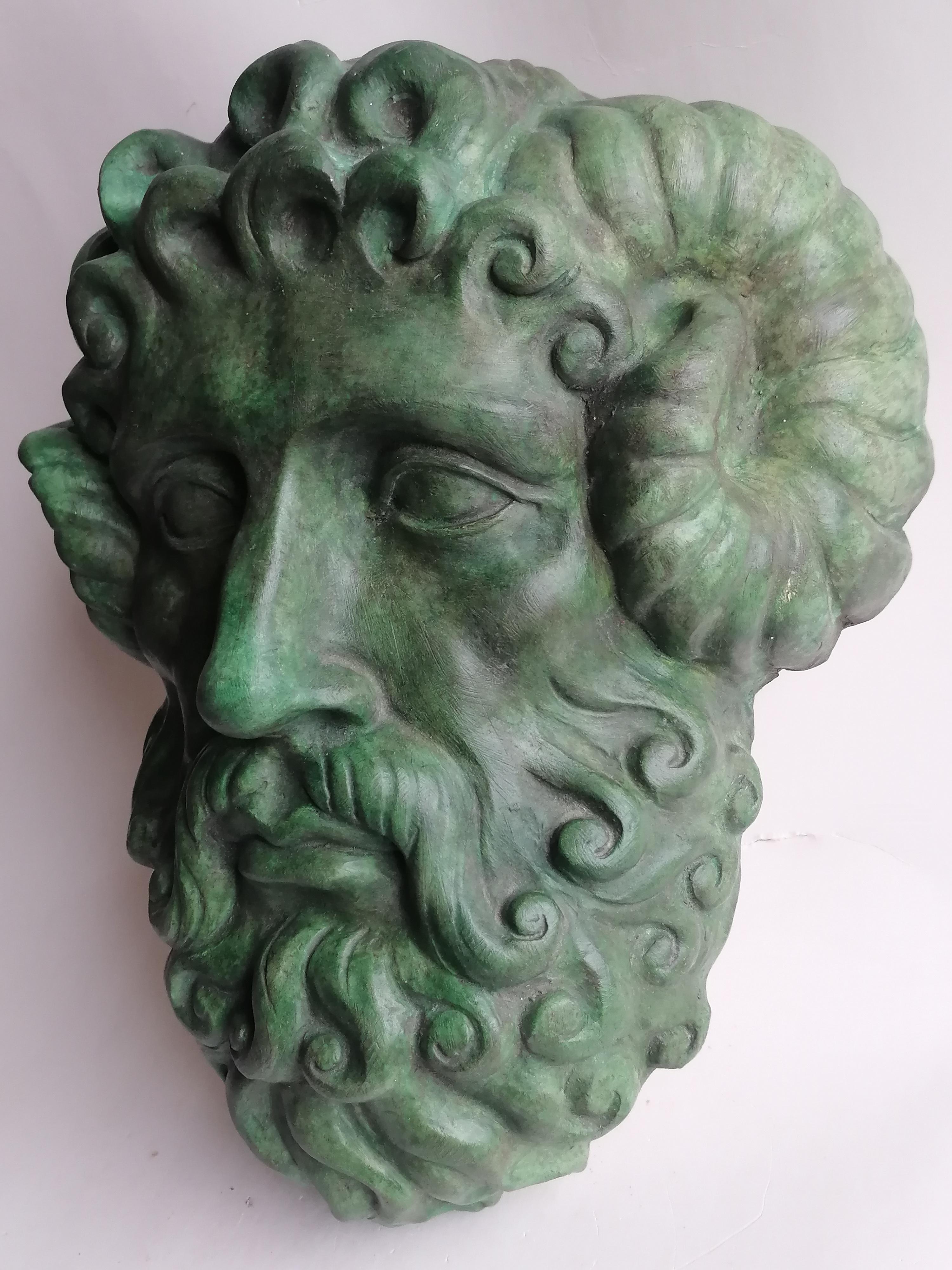 Jupiter Hammon - Skulptur aus feuerfester Keramik mit Bronzepatina - hergestellt in Italien (Griechisch-römisch) im Angebot