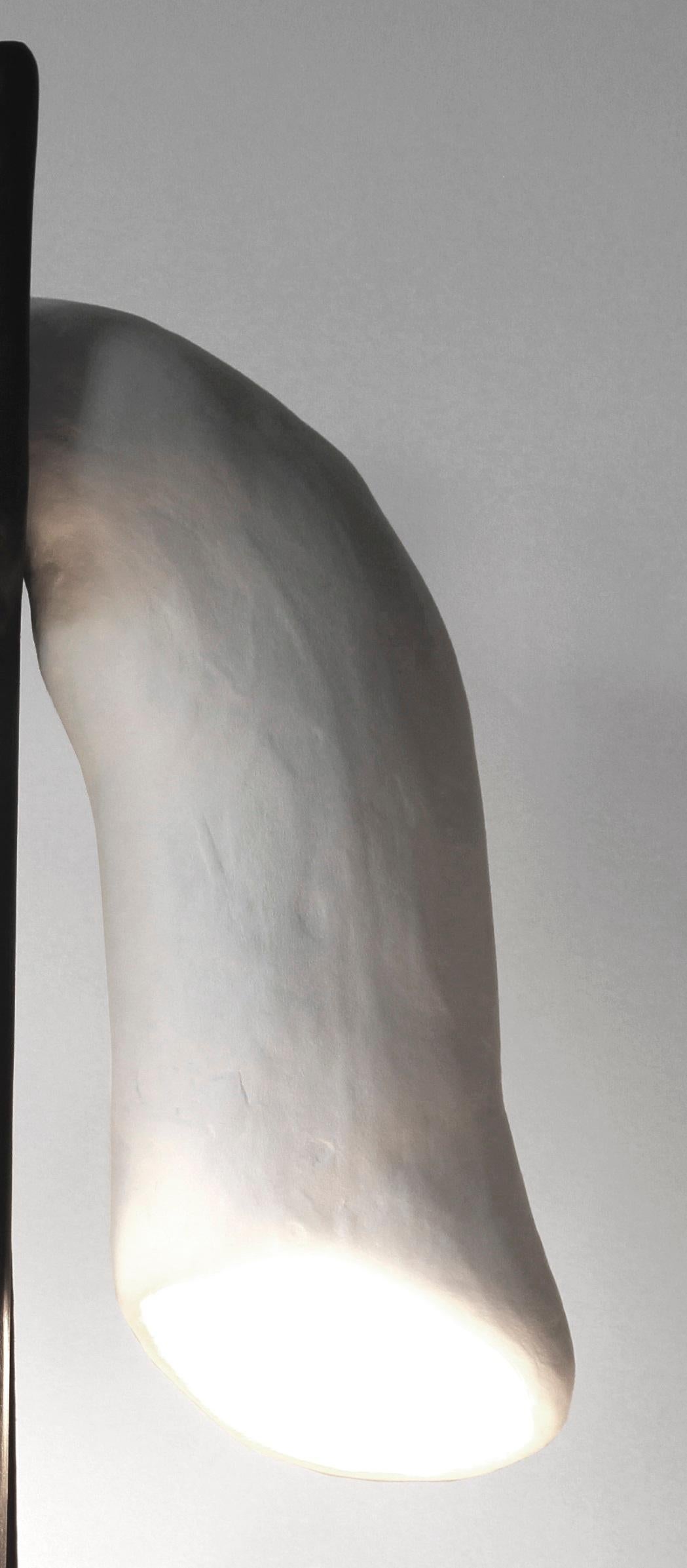 Latvian Ģipsis №4 Table Lamp in Plaster, Paint, Oak, Brass & Wire by Dace Sūna For Sale