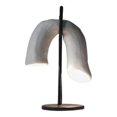 Ģipsis №4 Table Lamp in Plaster, Paint, Oak, Brass & Wire by Dace Sūna
