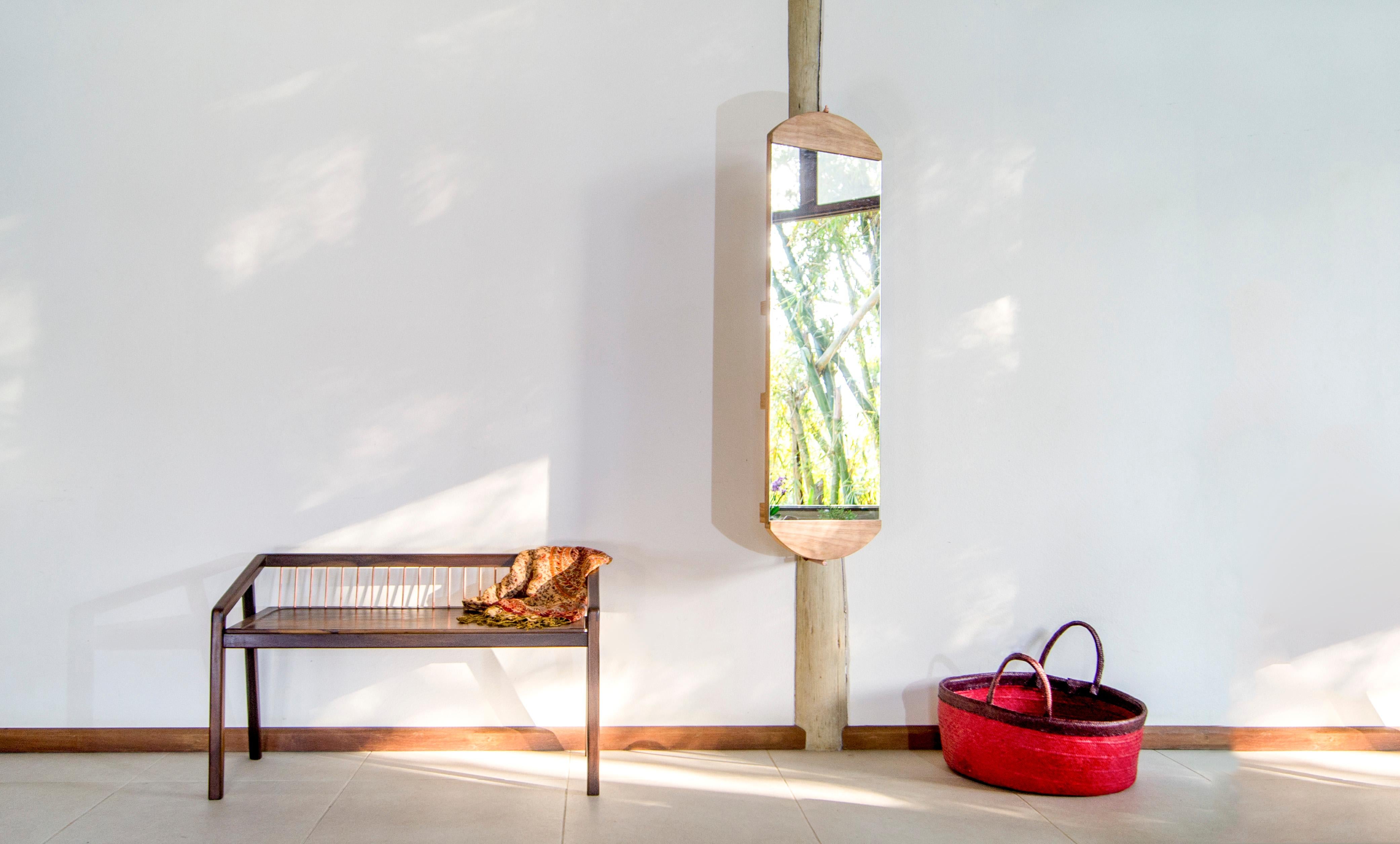 Contemporary Gira Full Length Rotating Mirror in Brazilian Hardwood by Knót Artesanal For Sale