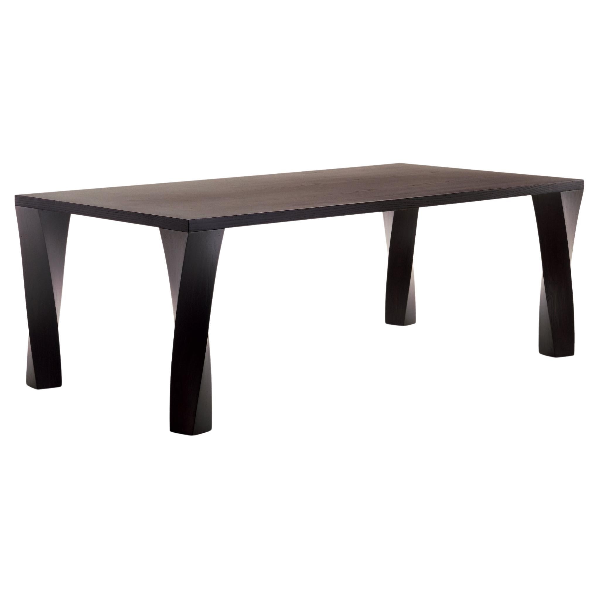 GIRACHETIRIGIRA Dining table in black stained elm with twisted legs For Sale