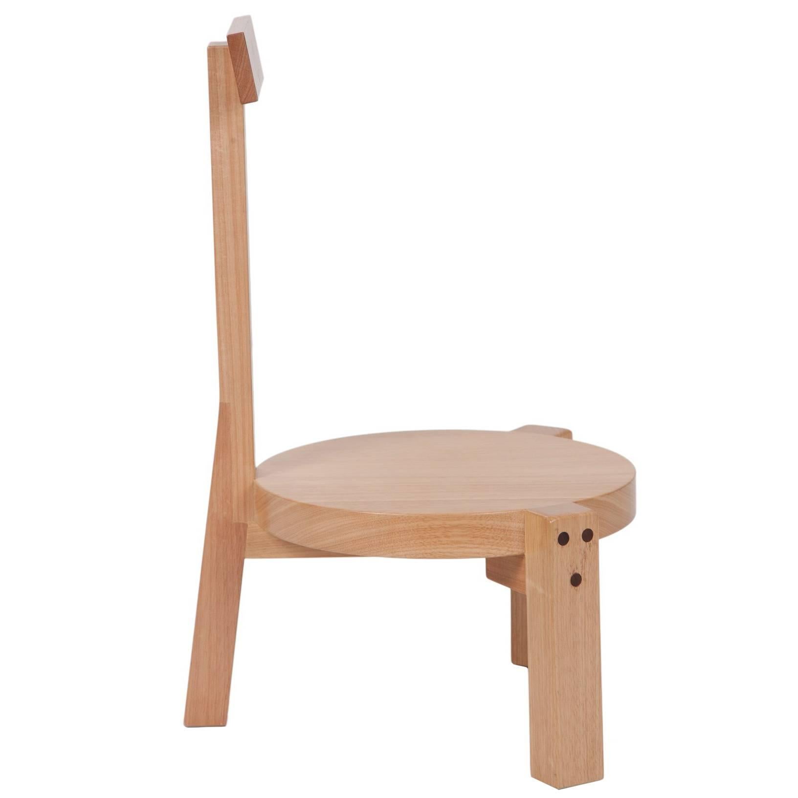 Girafa Short Chair, Modern Brazilian Design, Handmade of Solid Wood For Sale