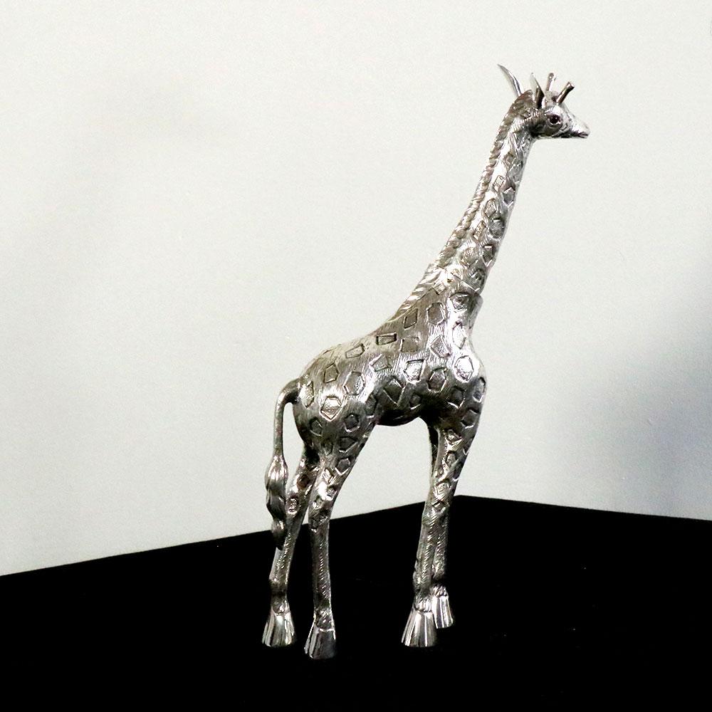 Hammered Girafe Nº 1 by Alcino Silversmith 1902 Handcrafted in Sterling Silver For Sale