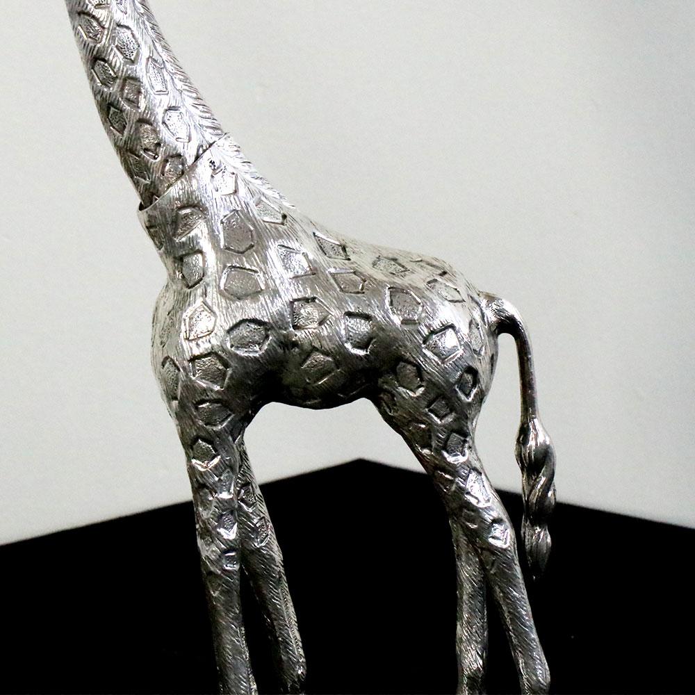 Hammered Girafe Nº 1 by Alcino Silversmith 1902 Handcrafted in Sterling Silver For Sale