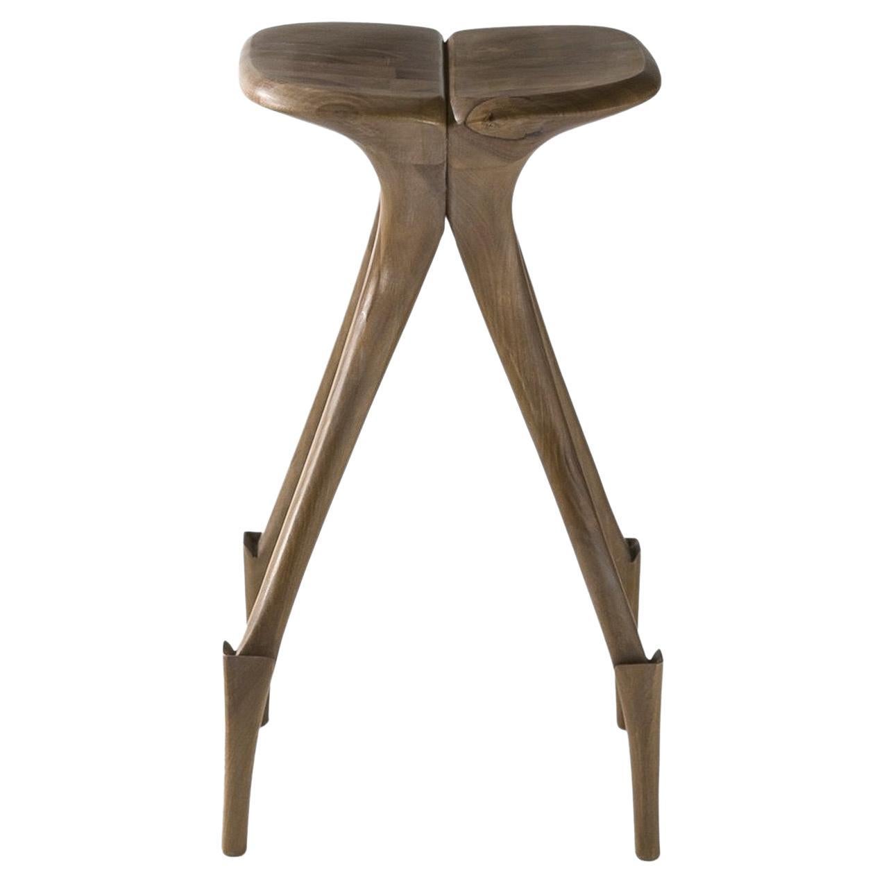 Giraffa Bar Stool in Walnut By Nigel Coates