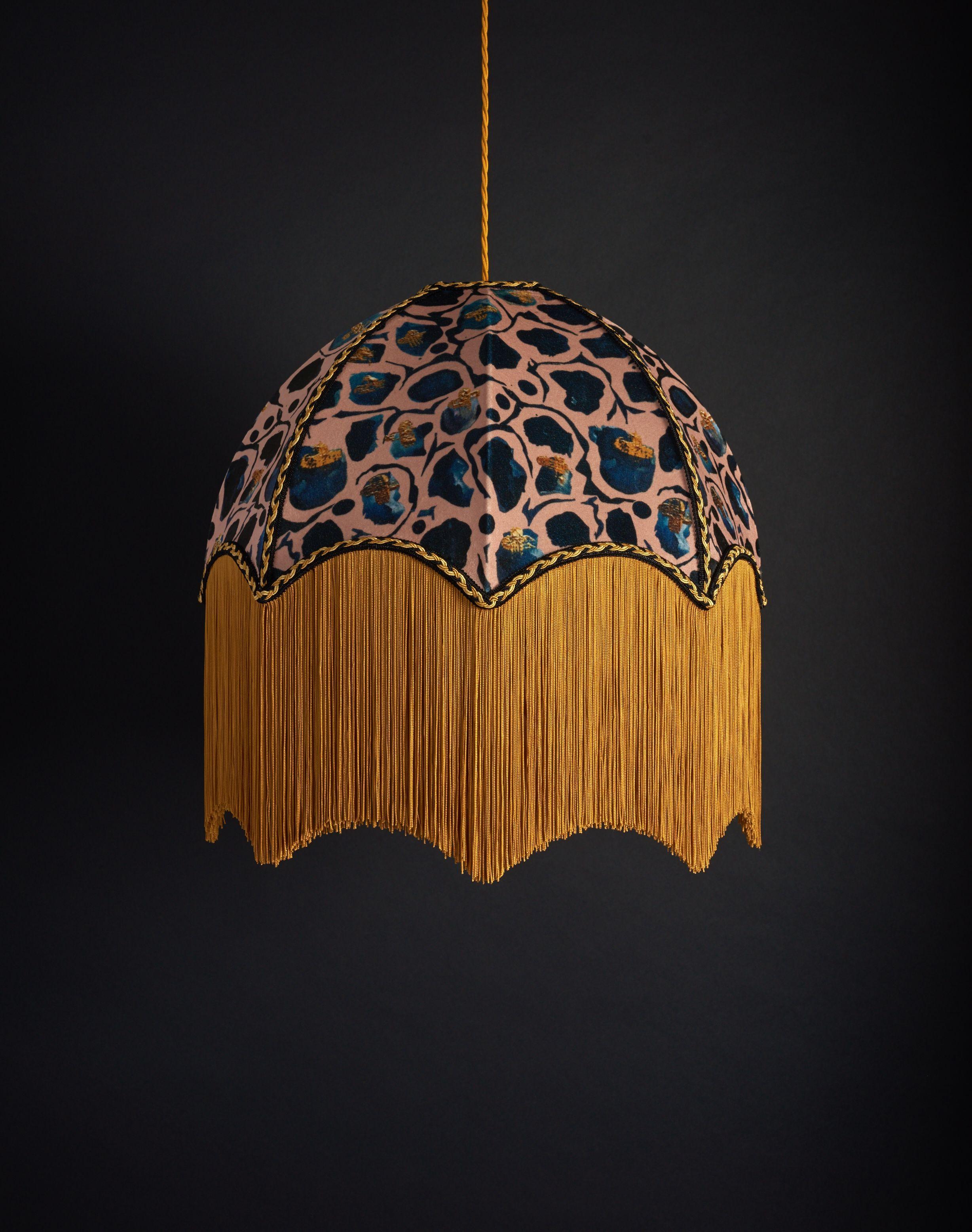 pink lampshade with fringe