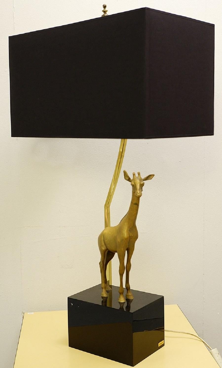 Giraffe Brass Table Lamp, 1960s In Good Condition In Brussels, BE