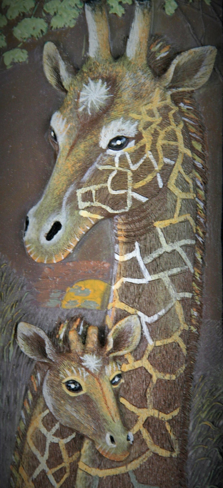 Late 20th Century Giraffe Carved Wall Sculpture For Sale