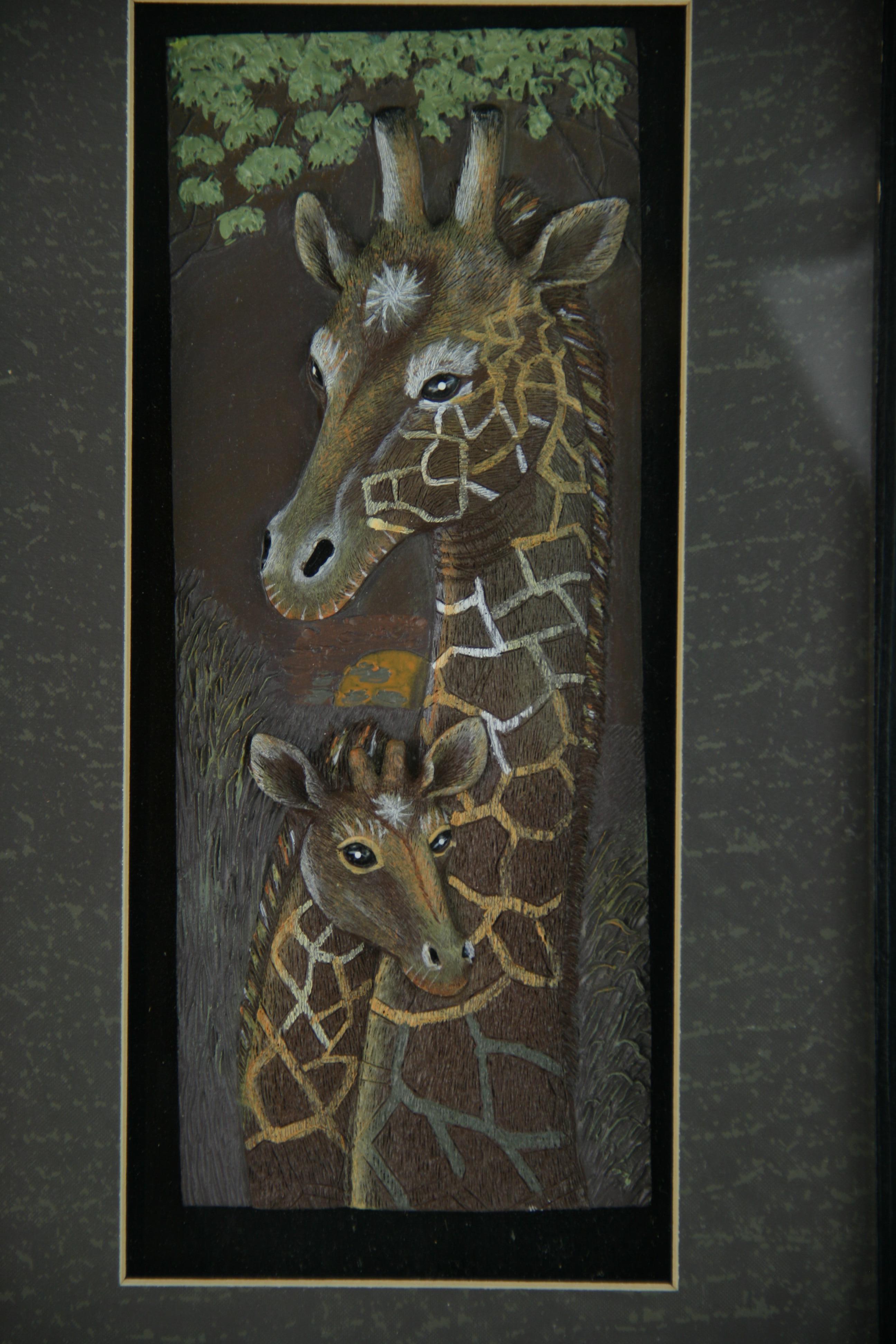 Hardwood Giraffe Carved Wall Sculpture