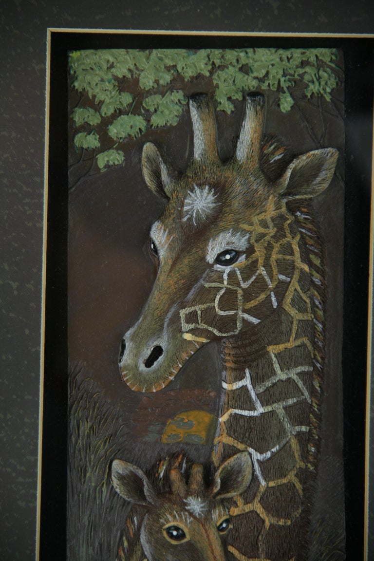 Giraffe Carved Wall Sculpture For Sale 2