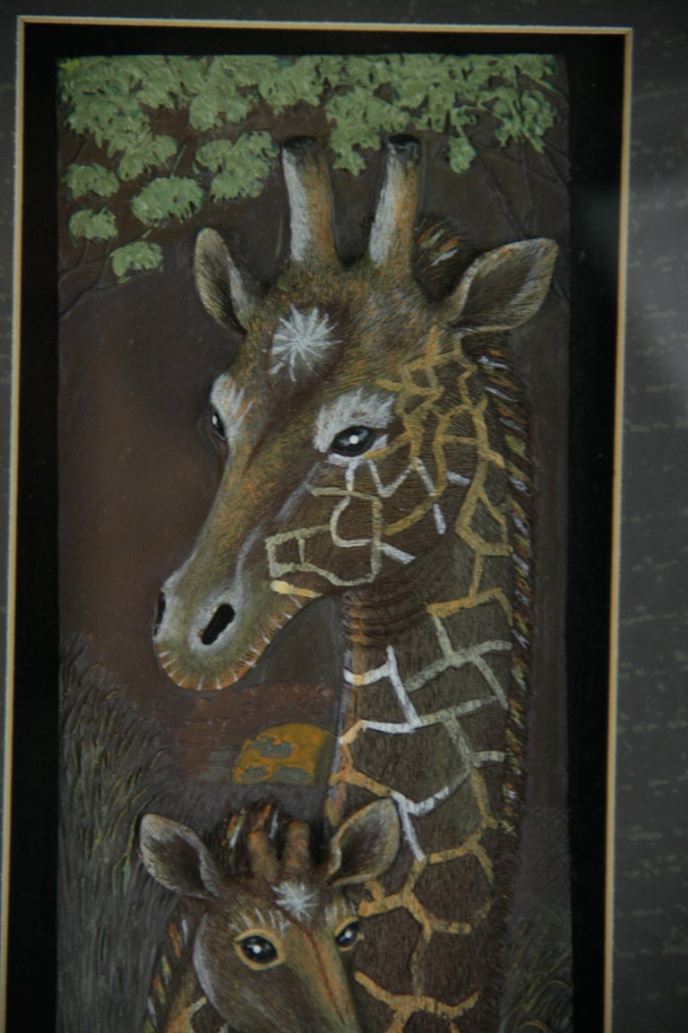 Giraffe Carved Wall Sculpture For Sale 3
