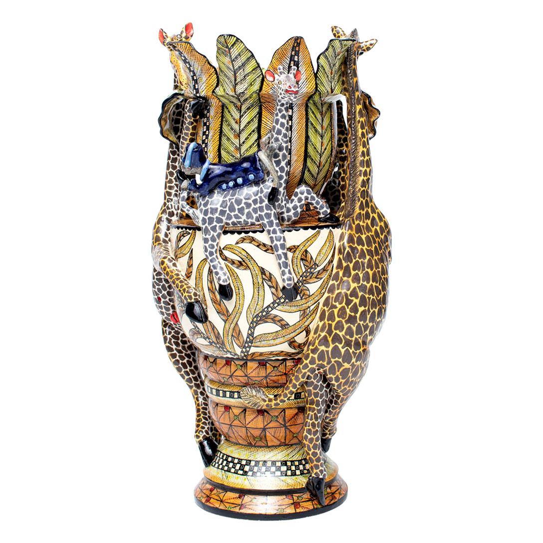 South African Giraffe  Ceramic Vase , hand made in South Africa