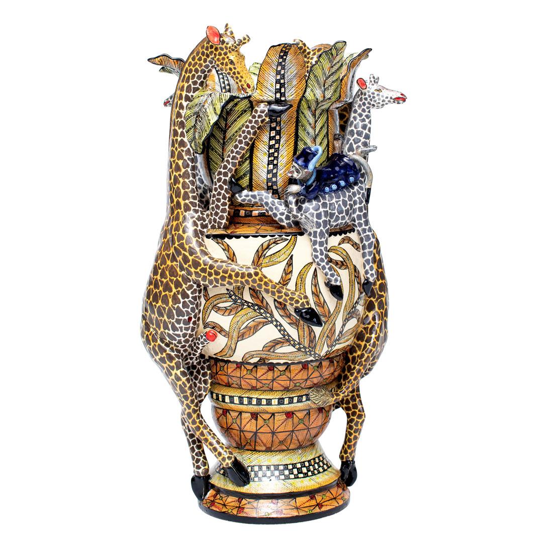 Fired Giraffe  Ceramic Vase , hand made in South Africa