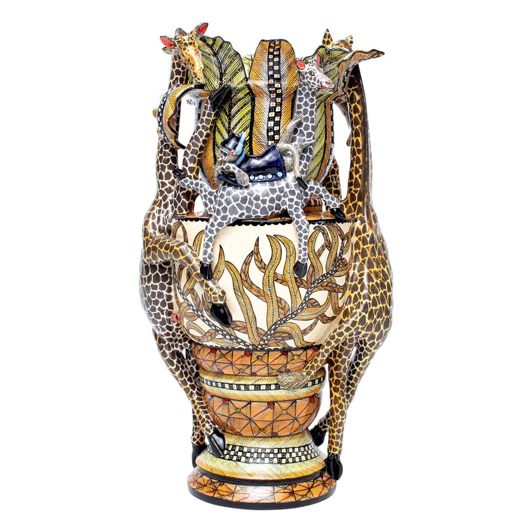 Contemporary Giraffe  Ceramic Vase , hand made in South Africa
