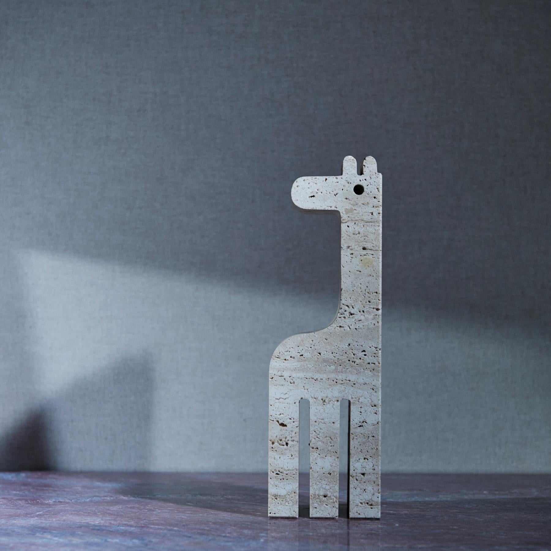 Travertine Giraffe figurine made of travertine marble by Fratelli Mannelli For Sale