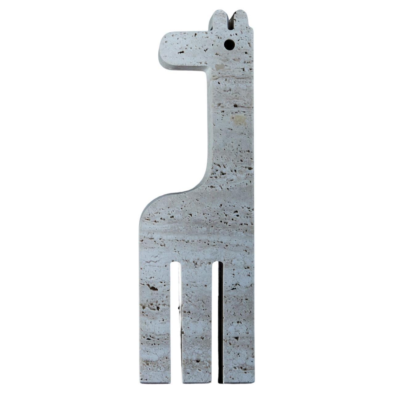 Giraffe figurine made of travertine marble by Fratelli Mannelli For Sale