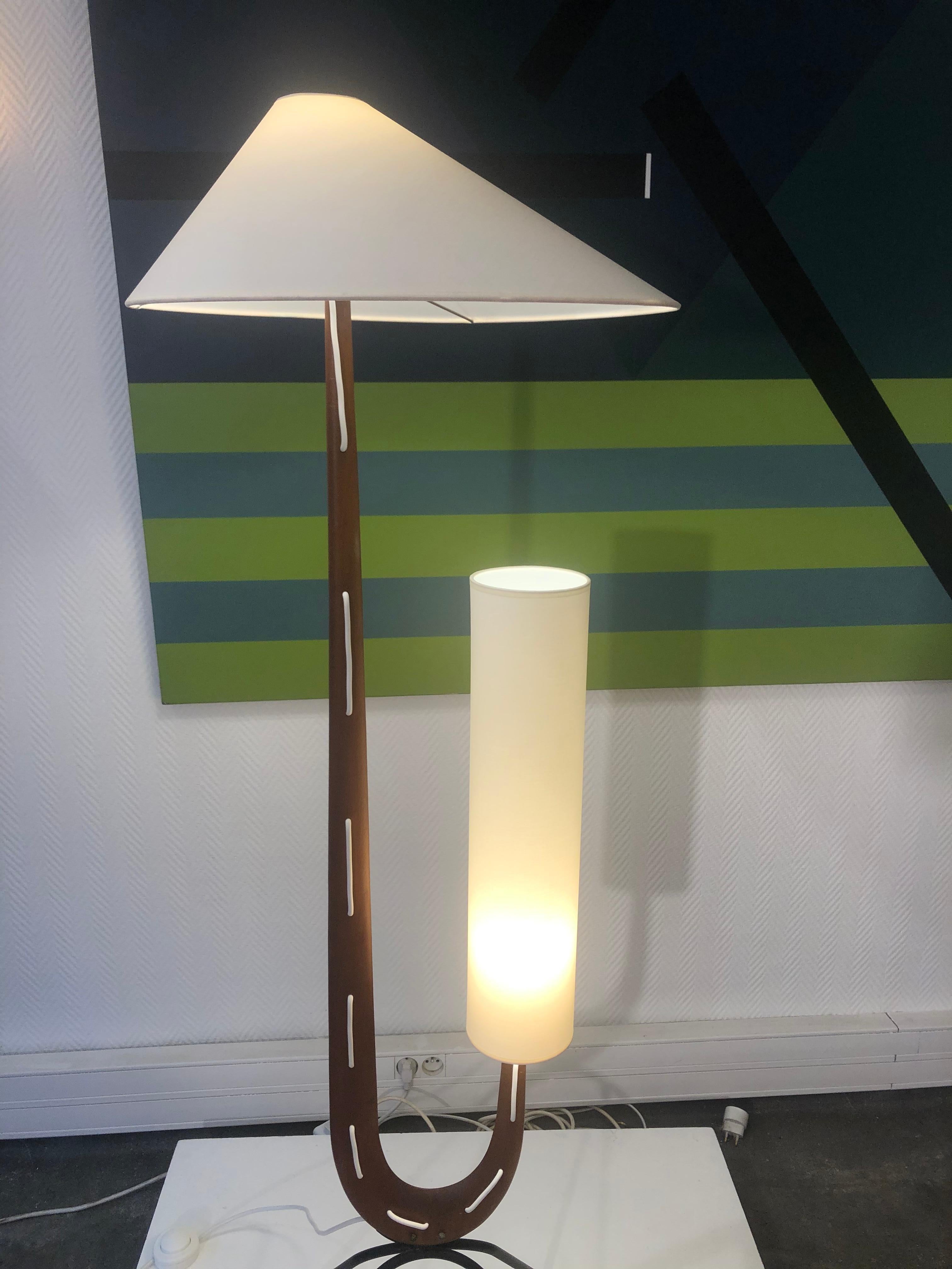 Giraffe floor lamp vintage by Maison Rispal
Teakwood from 1960
Excellent conditions.