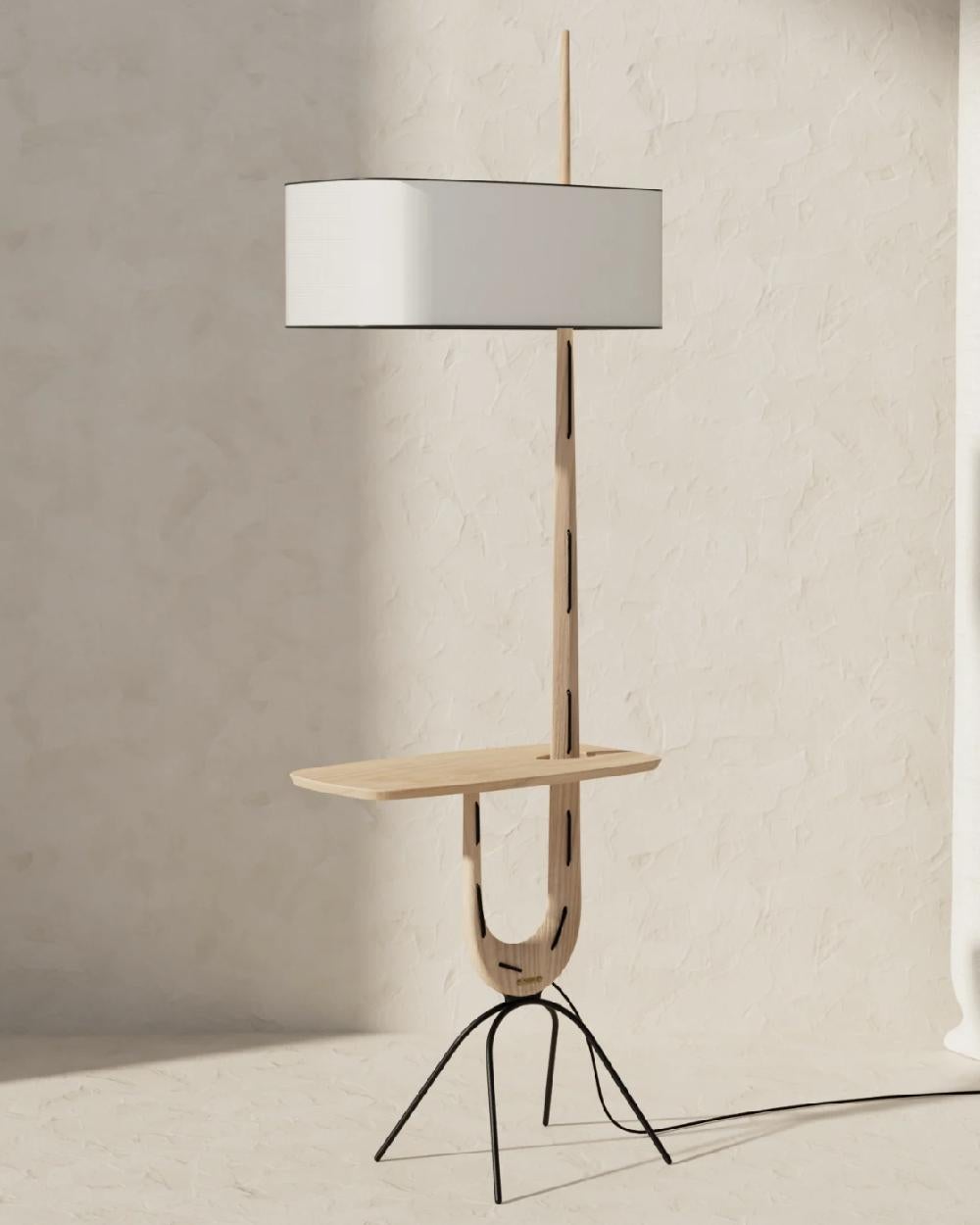 French GIRAFFE Floor Lamp in Natural Ash by Rispal For Sale