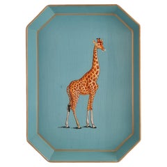 Vintage Giraffe Handpainted Iron Tray