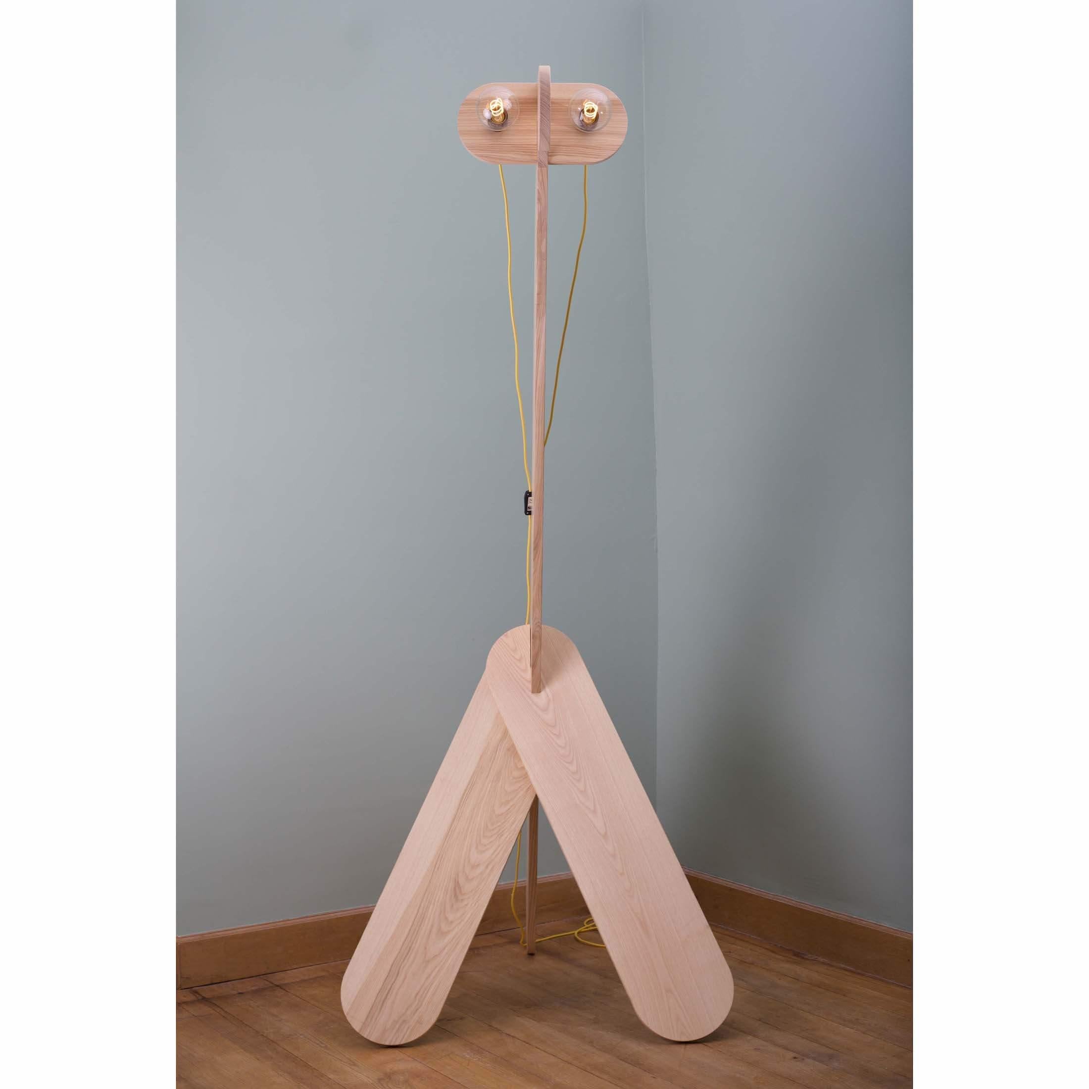 French Giraffe Lamp by Alto Duo Design, Contemporary Floor Lamp, Wood, Made in France For Sale