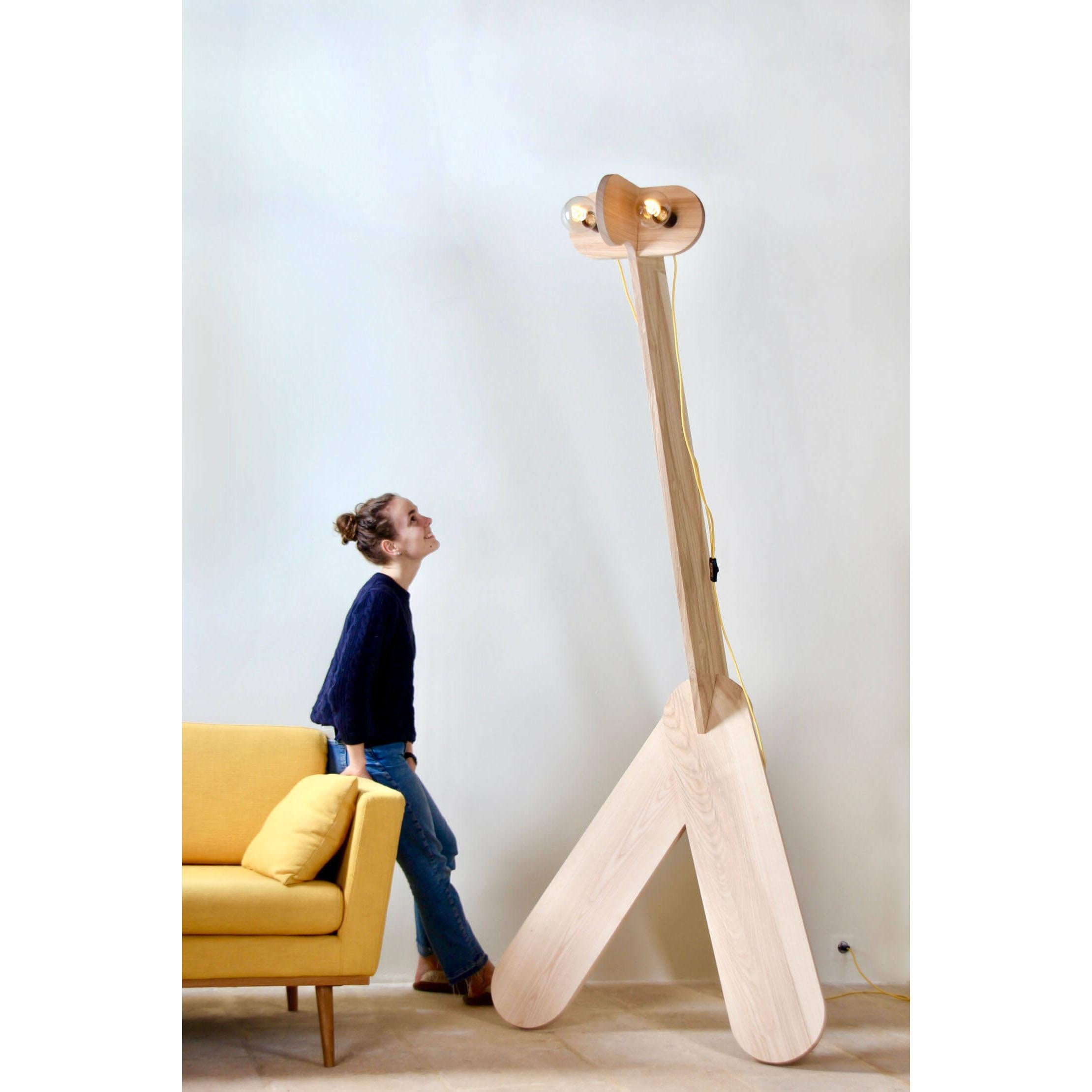 This contemporary floor lamp as been designed by Mayeul Morand-Monteil for Alto Duo. 
It is traditionally made in France with ash wood. Each piece is numbered and signed and comes with a certificate of authenticity. The lamp is CE certified and