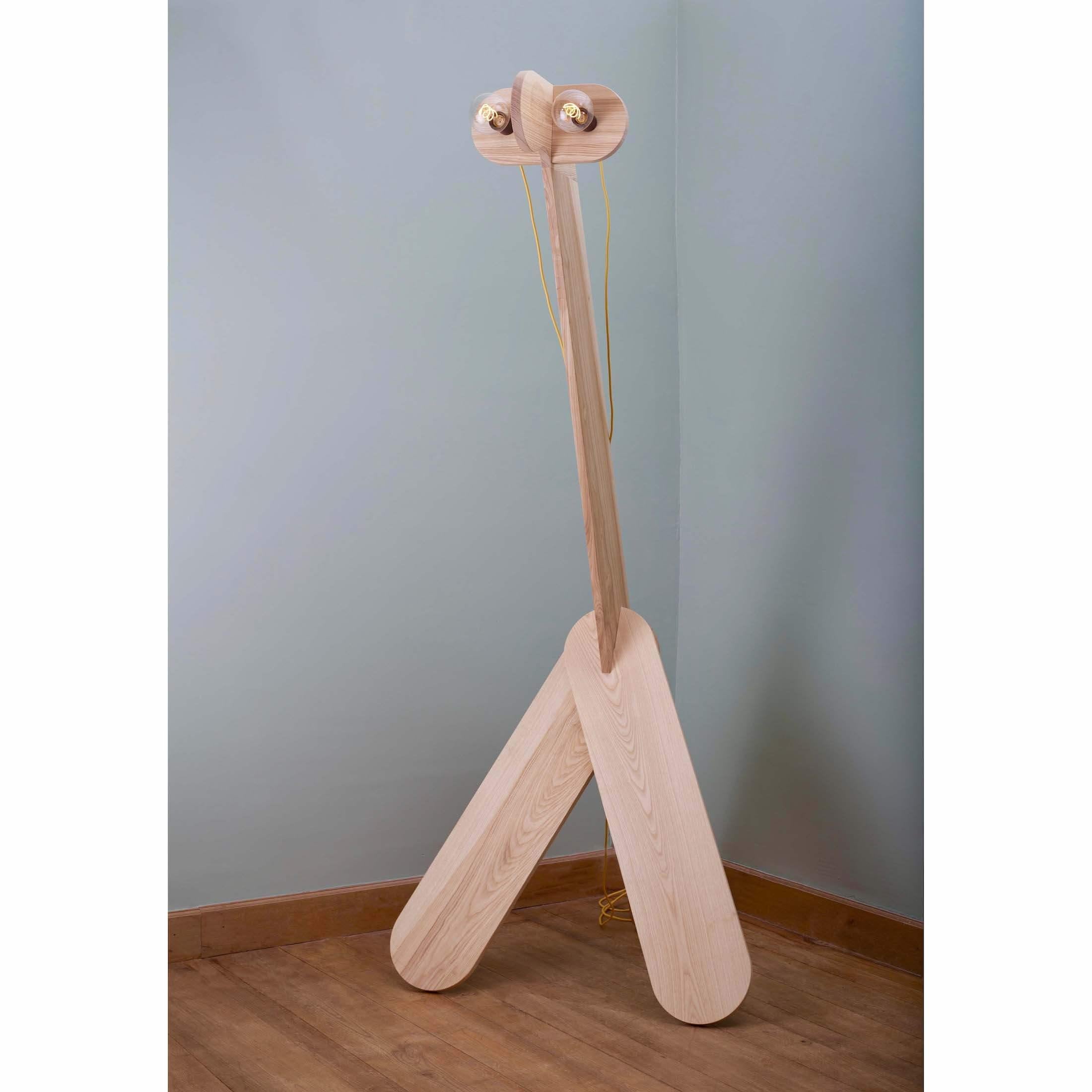 Giraffe Lamp by Alto Duo Design, Contemporary Floor Lamp, Wood, Made in France In New Condition For Sale In Saint-Sauveur, FR