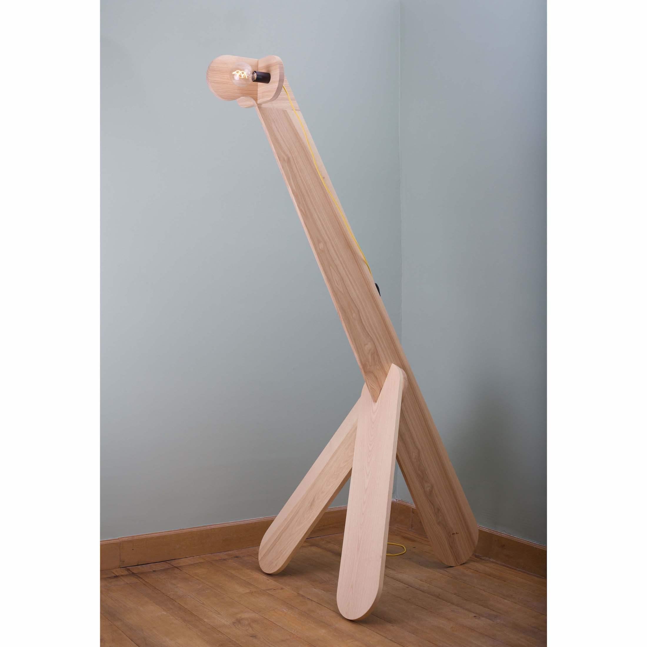 Giraffe Lamp by Alto Duo Design, Contemporary Floor Lamp, Wood, Made in France For Sale 1