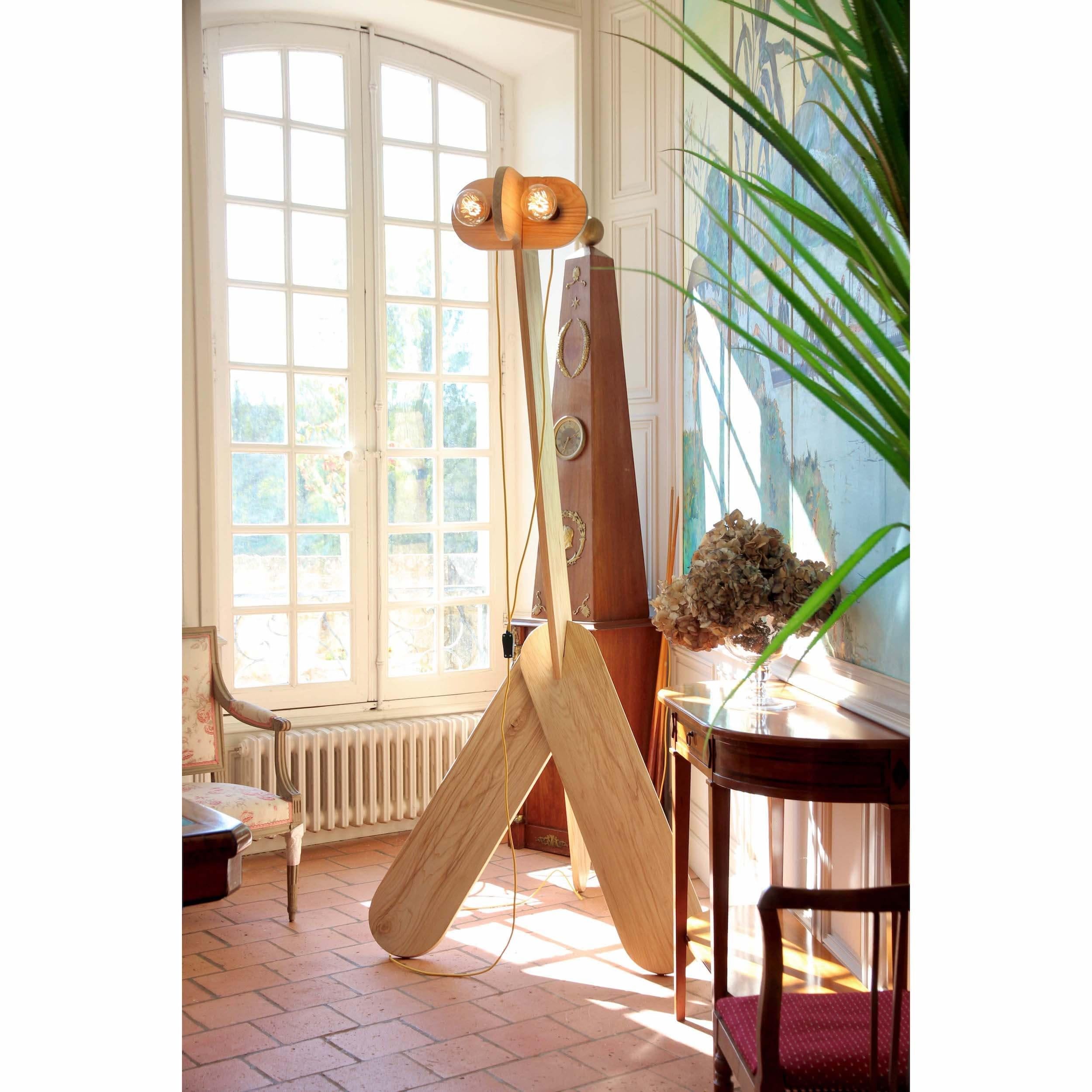 Giraffe Lamp by Alto Duo Design, Contemporary Floor Lamp, Wood, Made in France For Sale 2