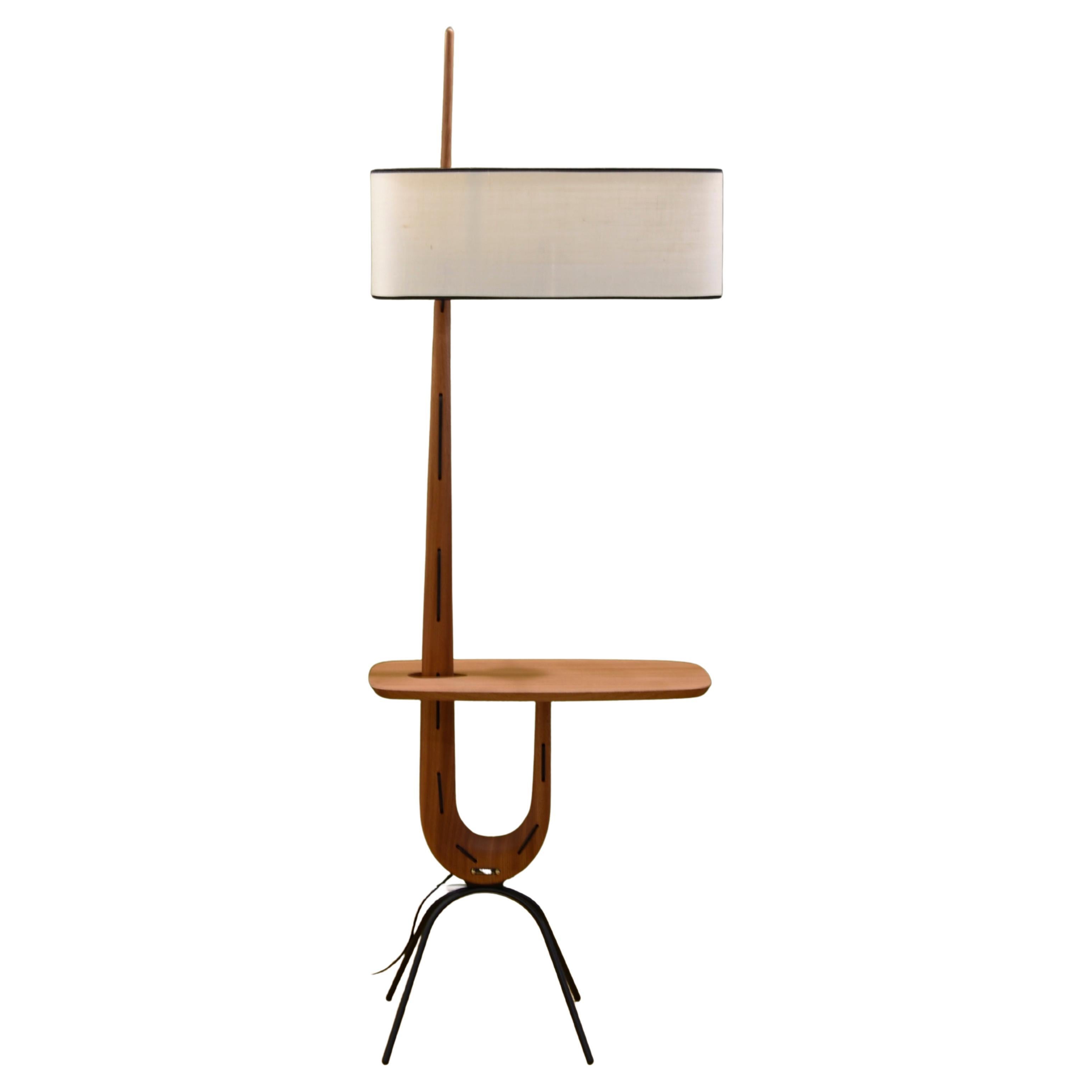 GIRAFFE Limited Edition Floor Lamp in Natural Mahogany by Rispal